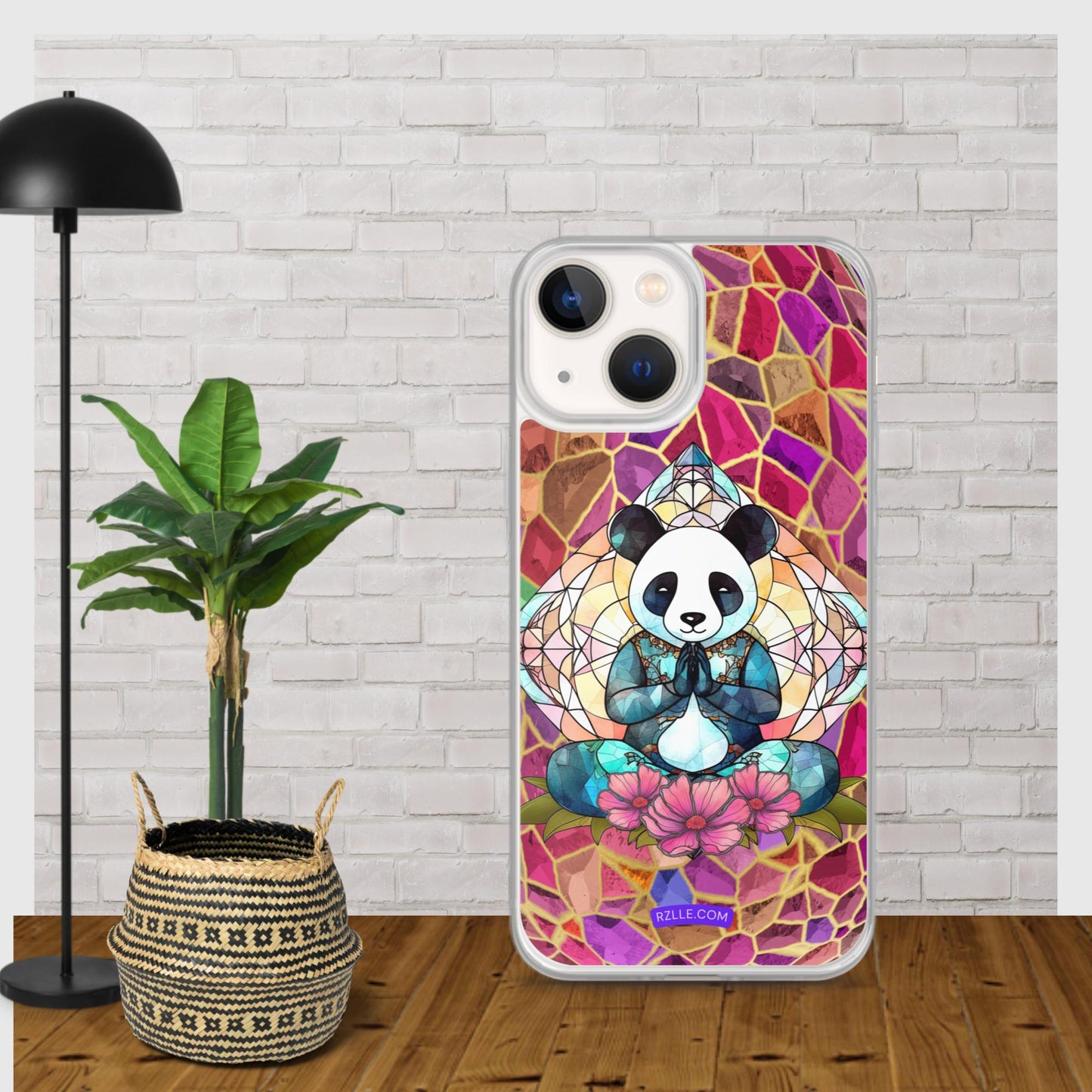 Panda Stained Glass Clear Phone Case for iPhone®