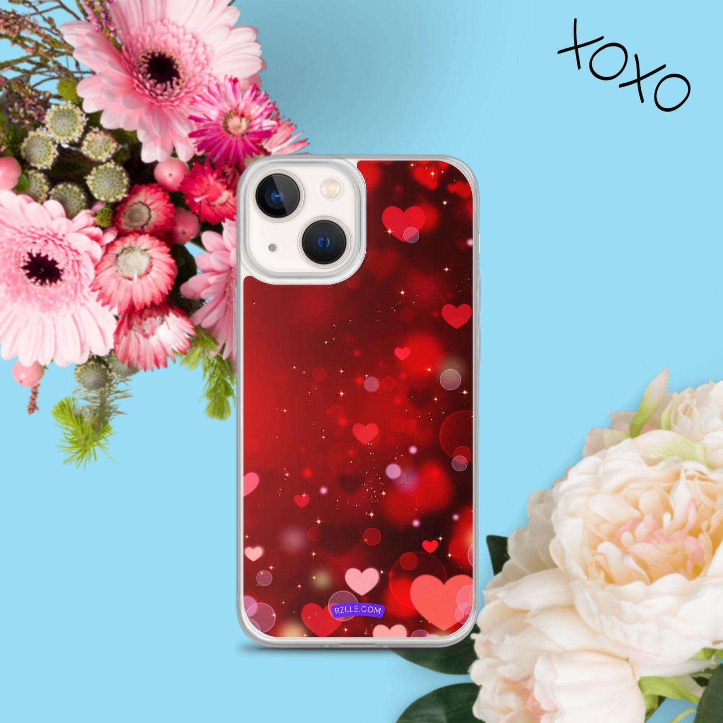 Sparkling Hearts Clear Phone Case for iPhone®