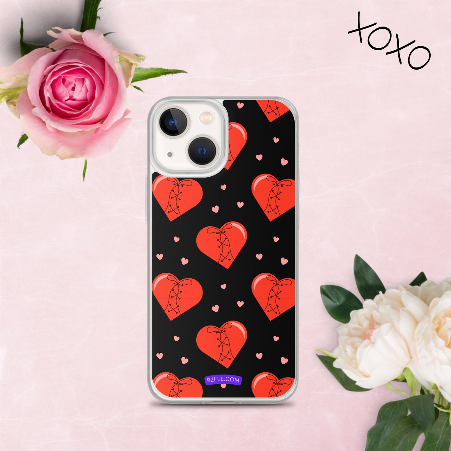 Stitched Hearts Clear Phone Case for iPhone®