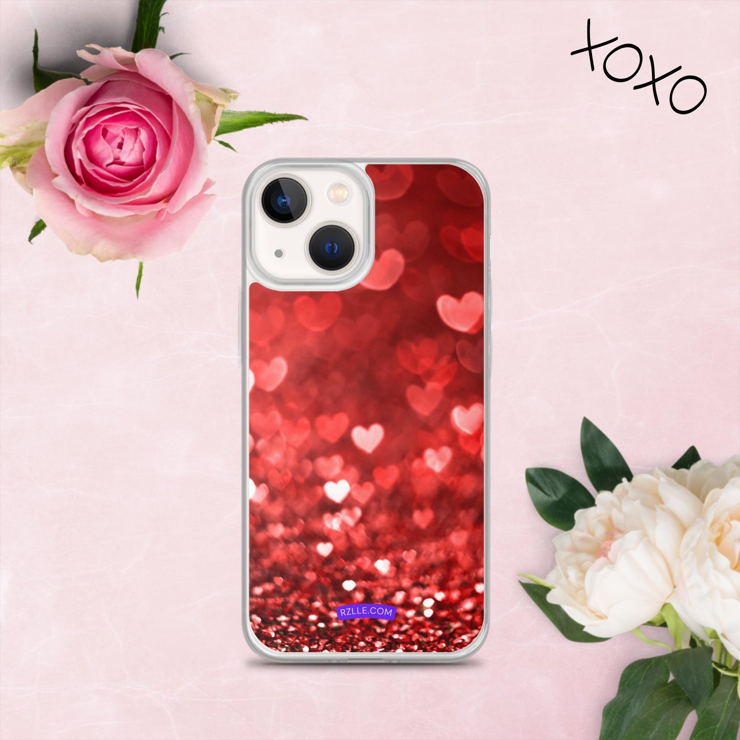 Dreamy Glitter Hearts Clear Phone Case for iPhone®