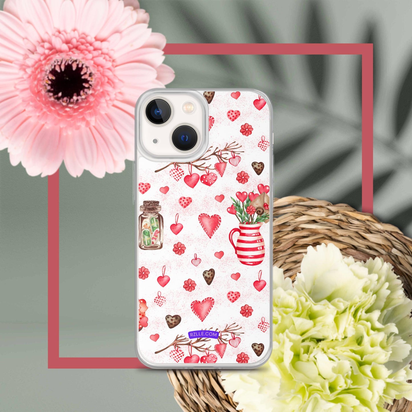 Retro Hearts Clear Phone Case for iPhone®