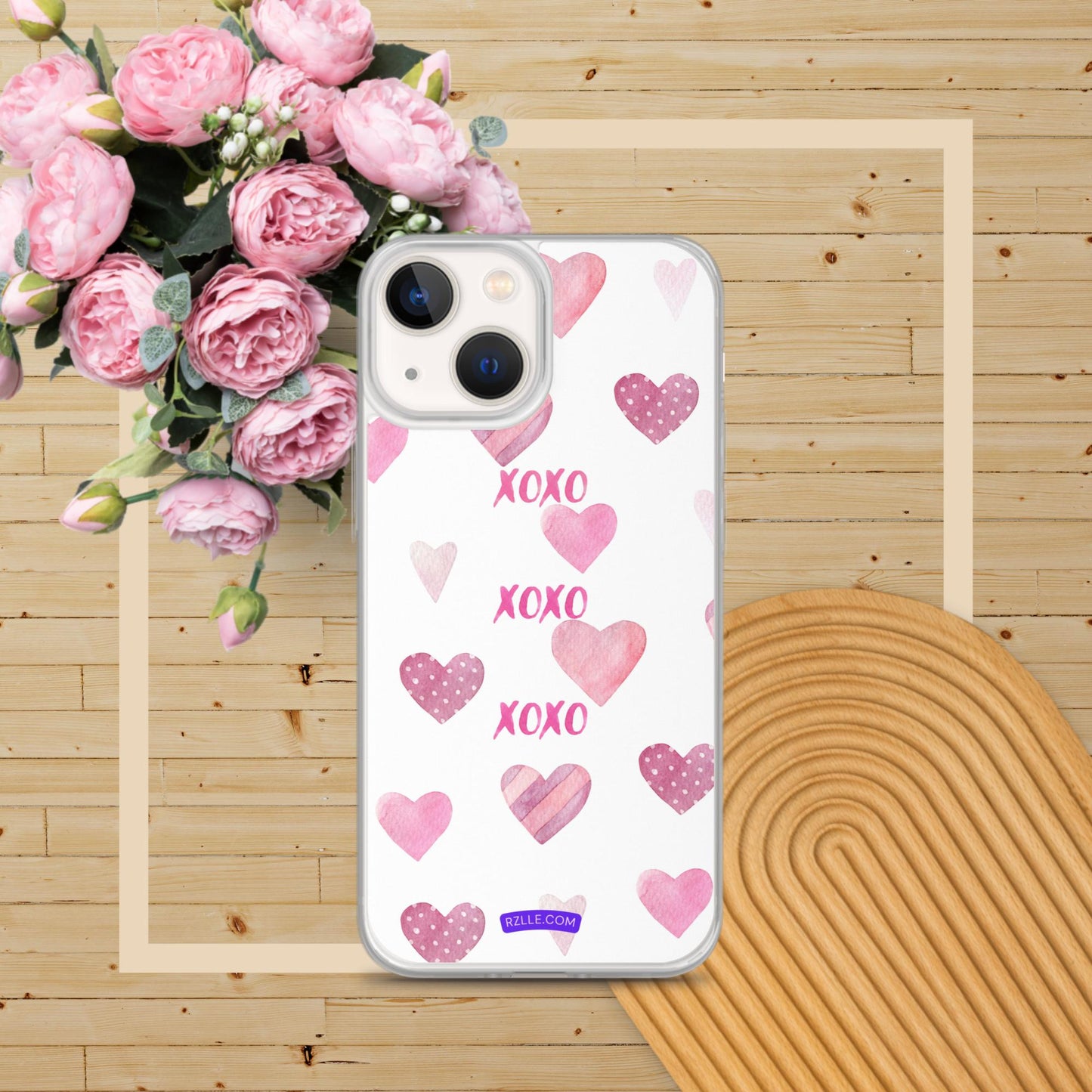 XOXO Pink Hearts Clear Phone Case for iPhone®