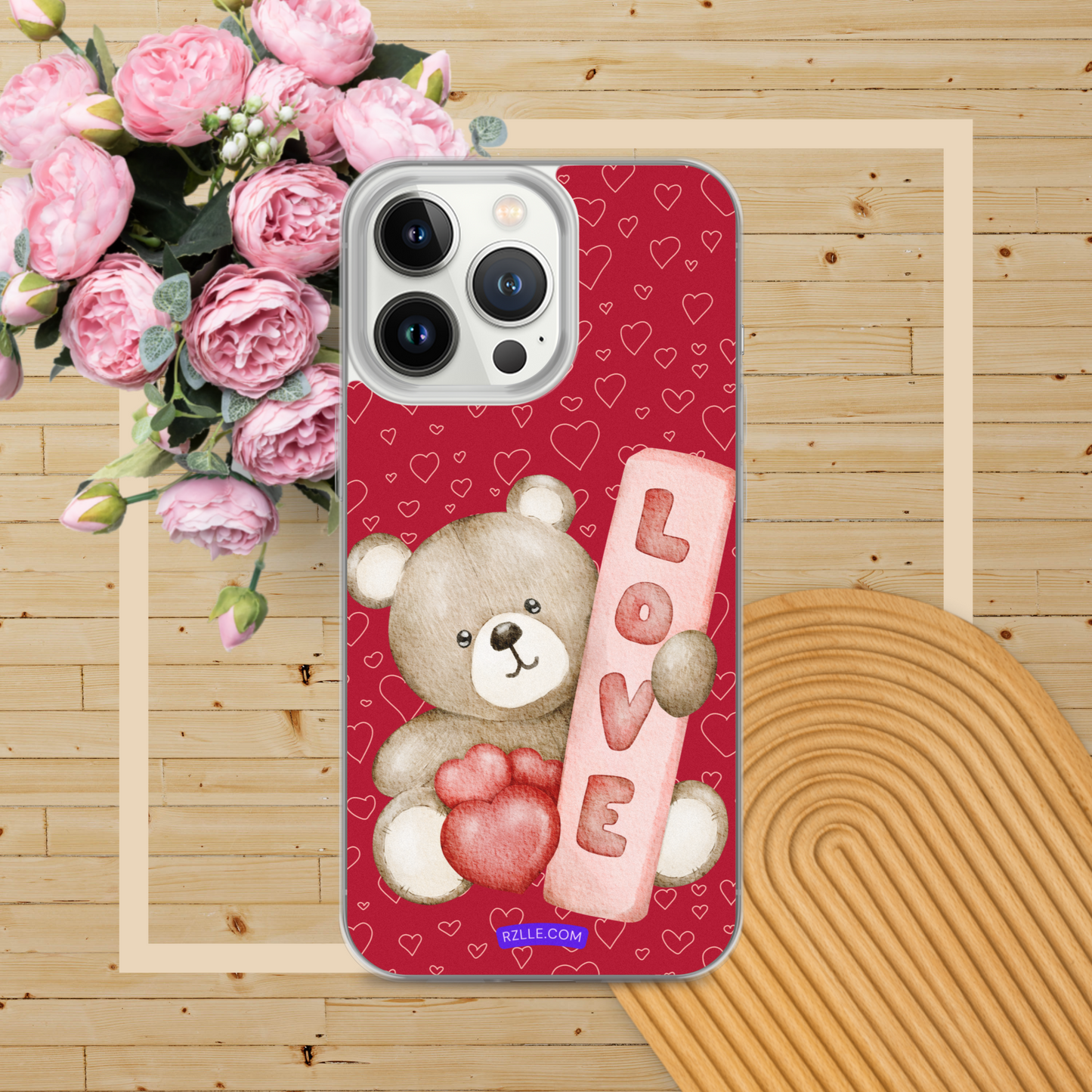 Bear Love & Hearts Clear Phone Case for iPhone®