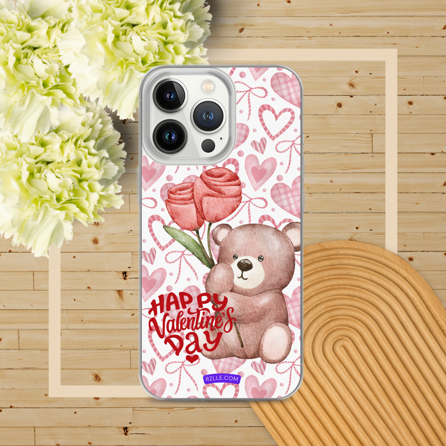 Valentine's Day Bear & Flowers  Clear Phone Case for iPhone®