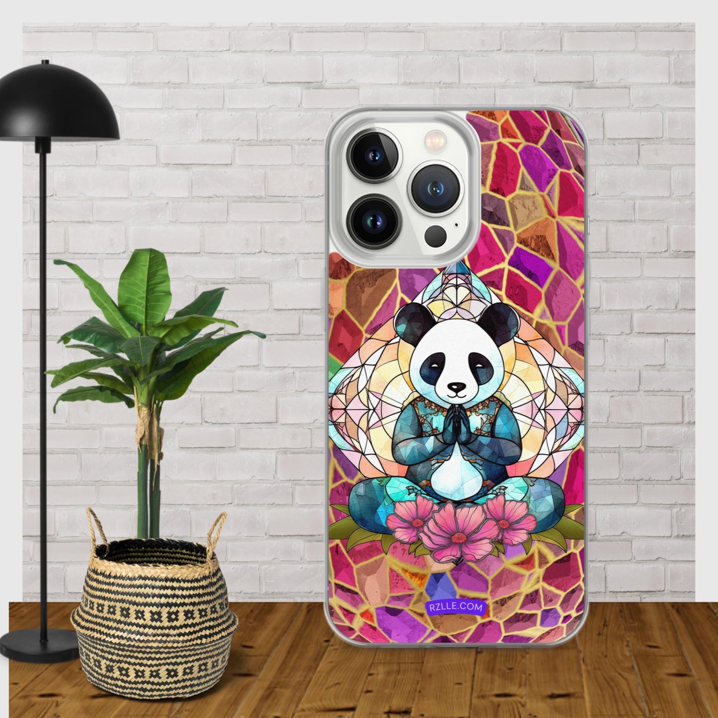 Panda Stained Glass Clear Phone Case for iPhone®