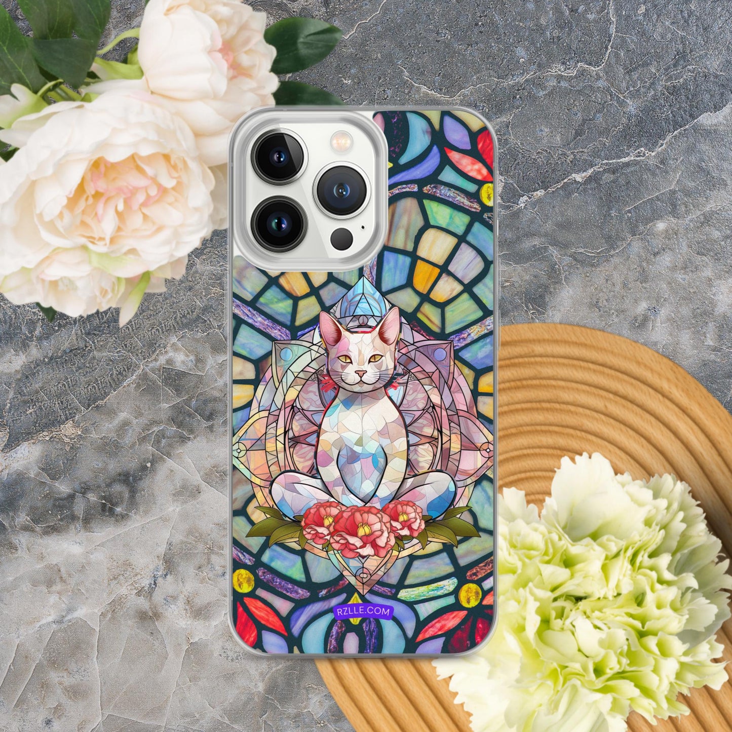 Cat Stained Glass Clear Phone Case for iPhone®