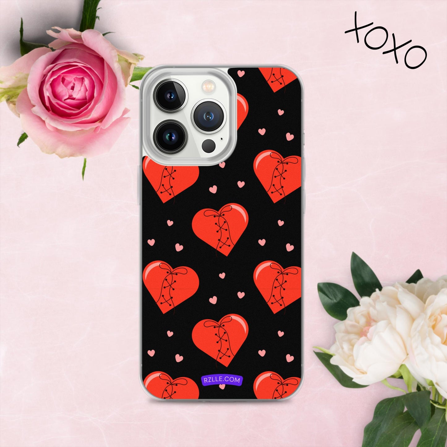 Stitched Hearts Clear Phone Case for iPhone®