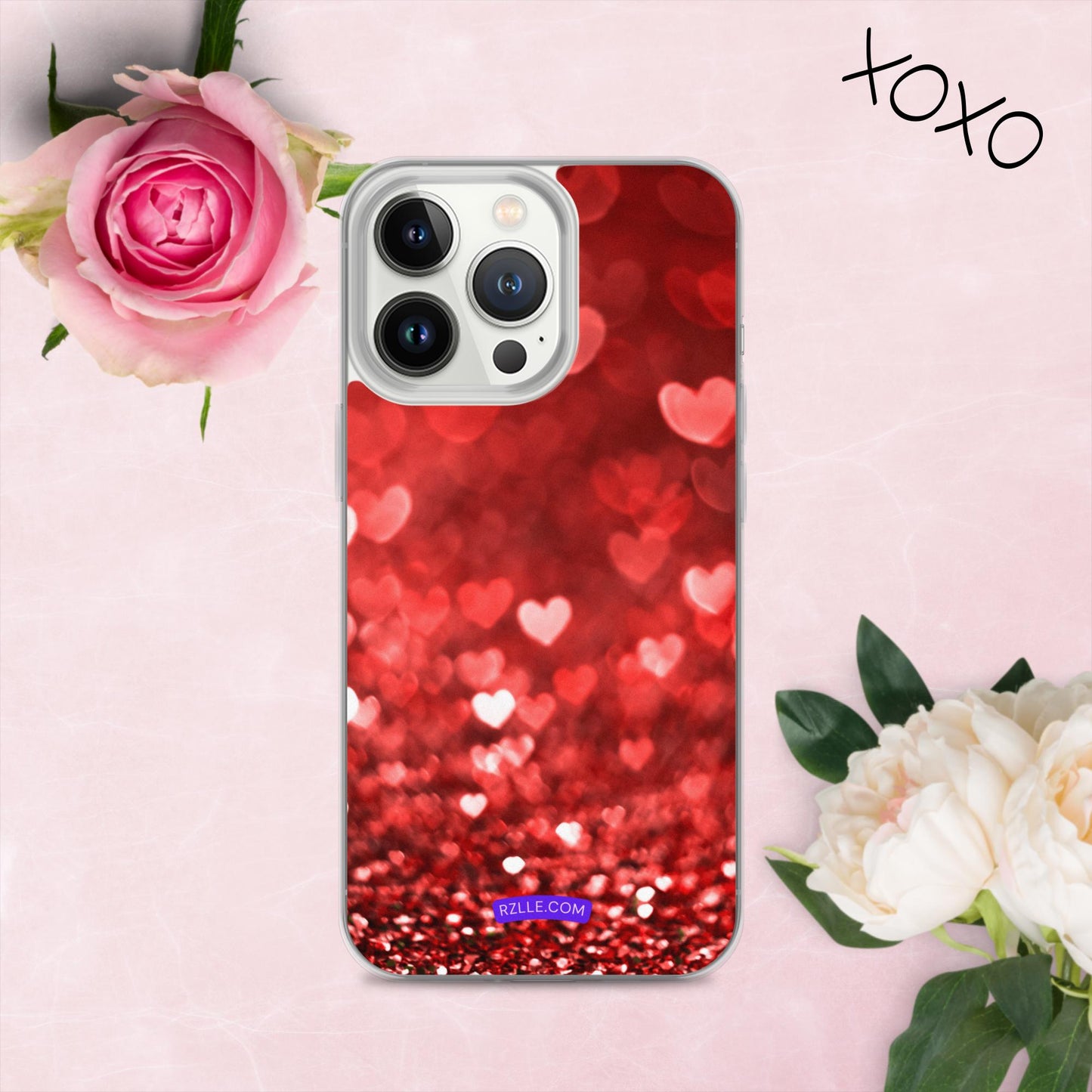 Dreamy Glitter Hearts Clear Phone Case for iPhone®