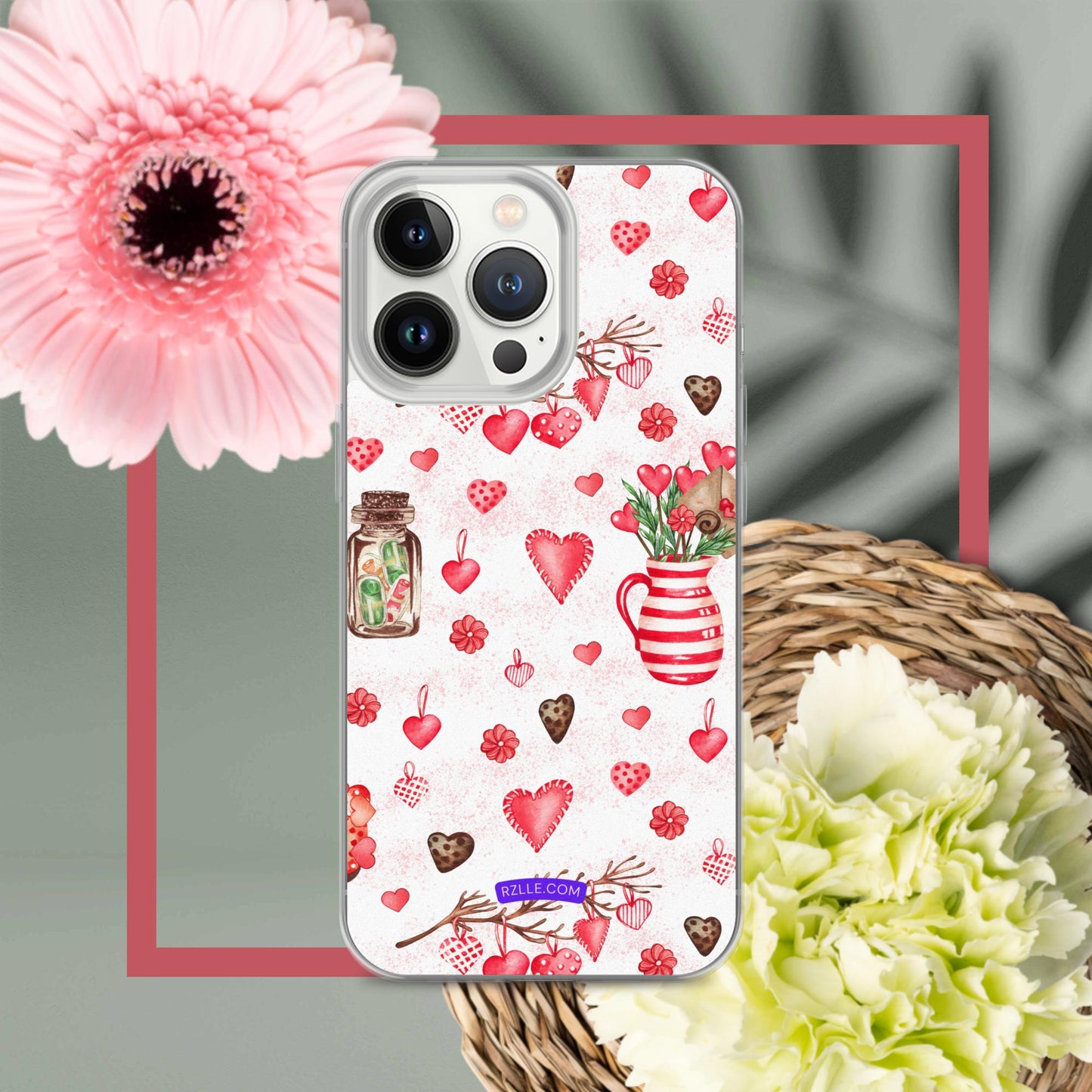 Retro Hearts Clear Phone Case for iPhone®