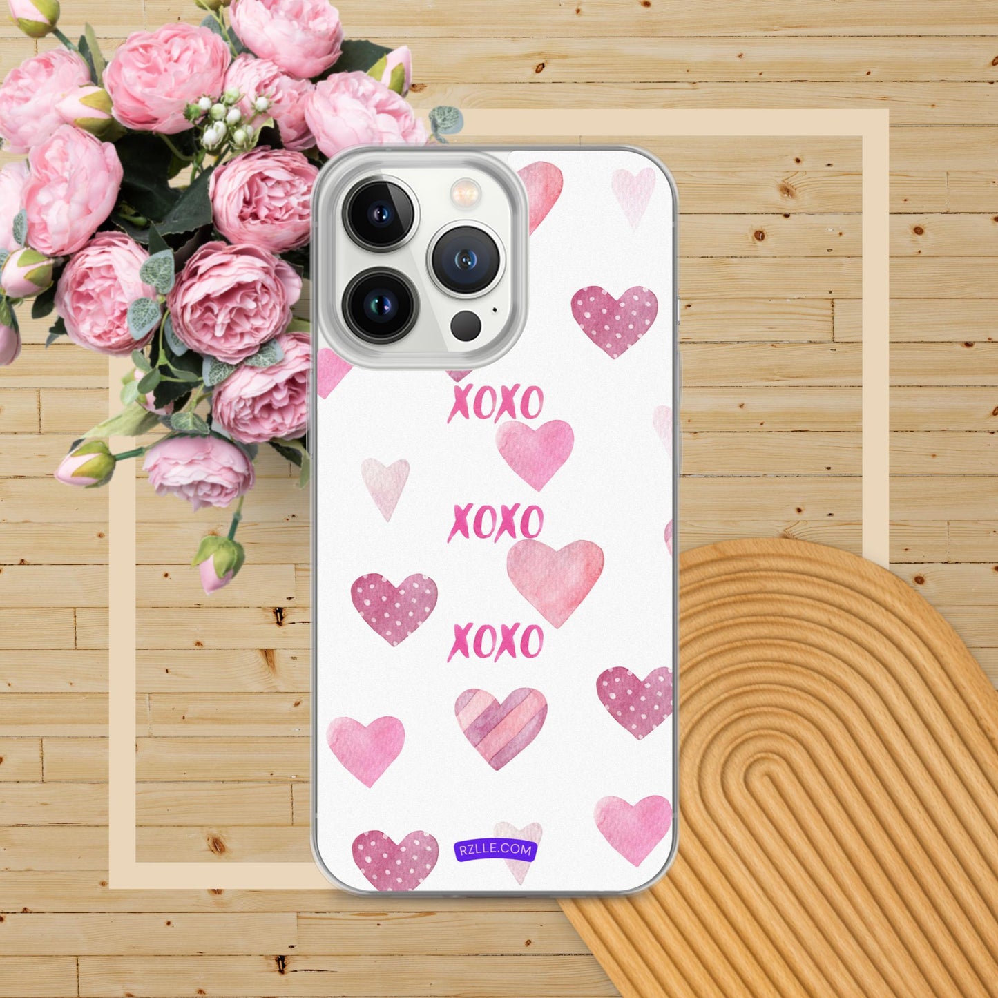 XOXO Pink Hearts Clear Phone Case for iPhone®