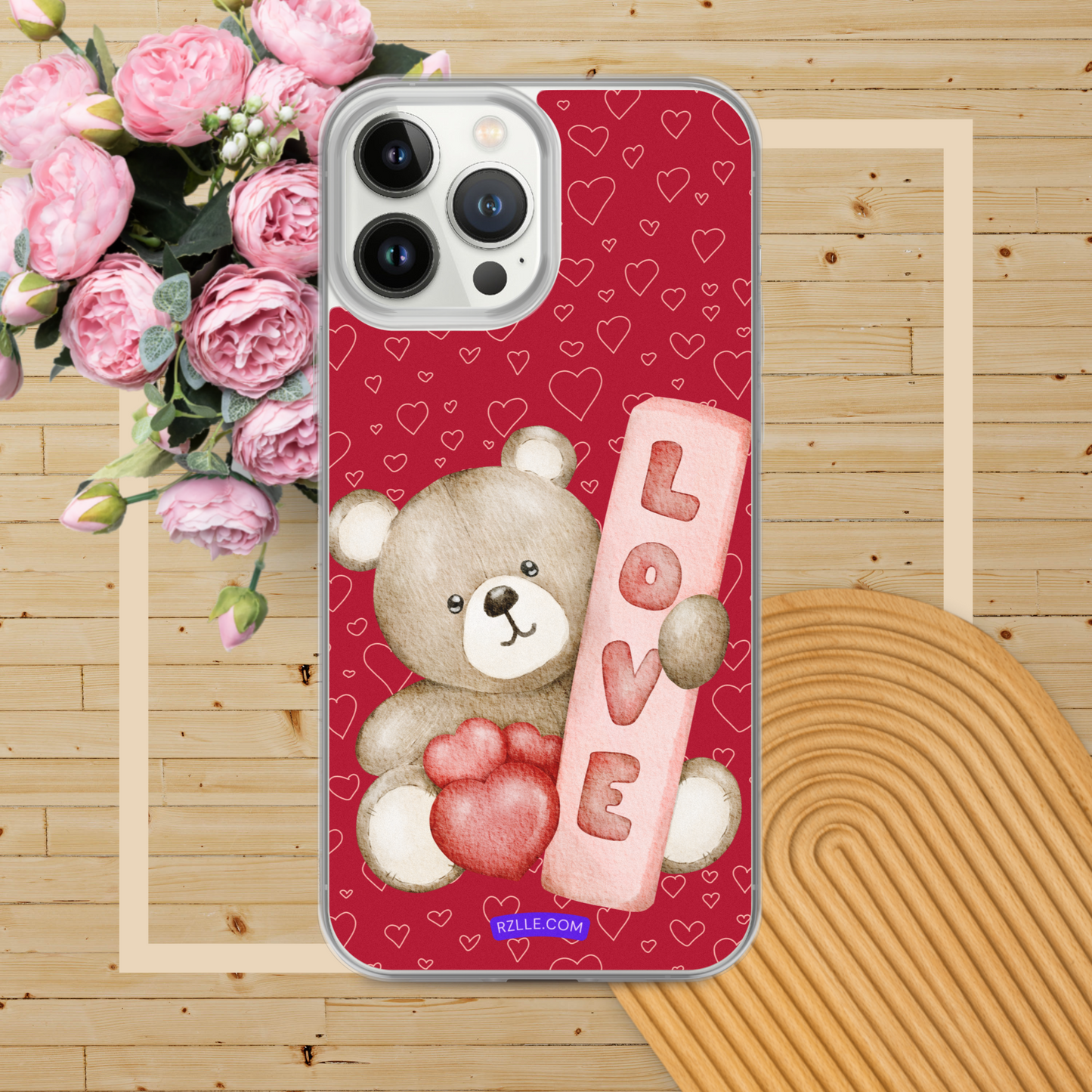 Bear Love & Hearts Clear Phone Case for iPhone®