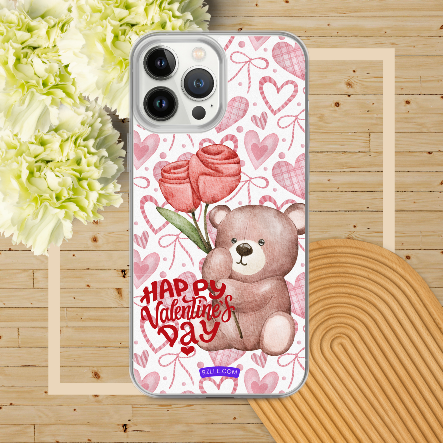 Valentine's Day Bear & Flowers  Clear Phone Case for iPhone®