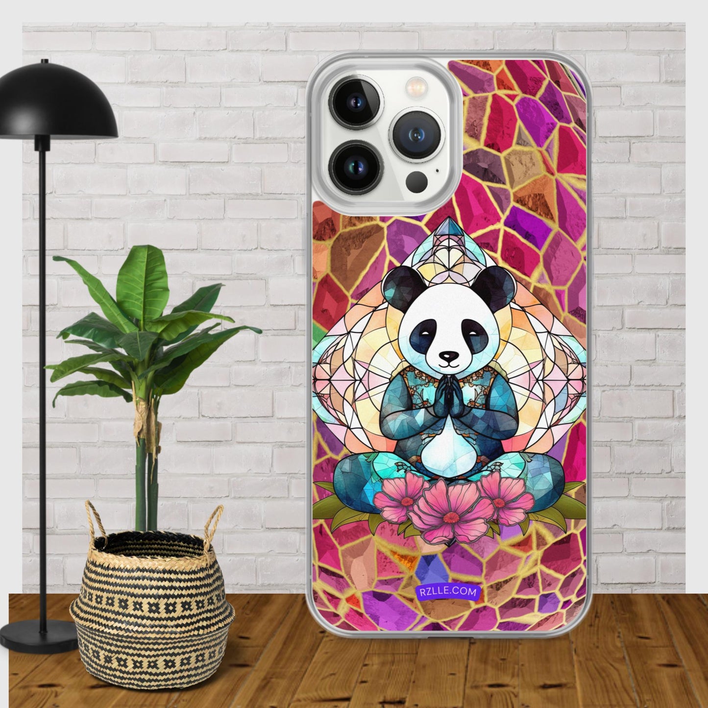 Panda Stained Glass Clear Phone Case for iPhone®