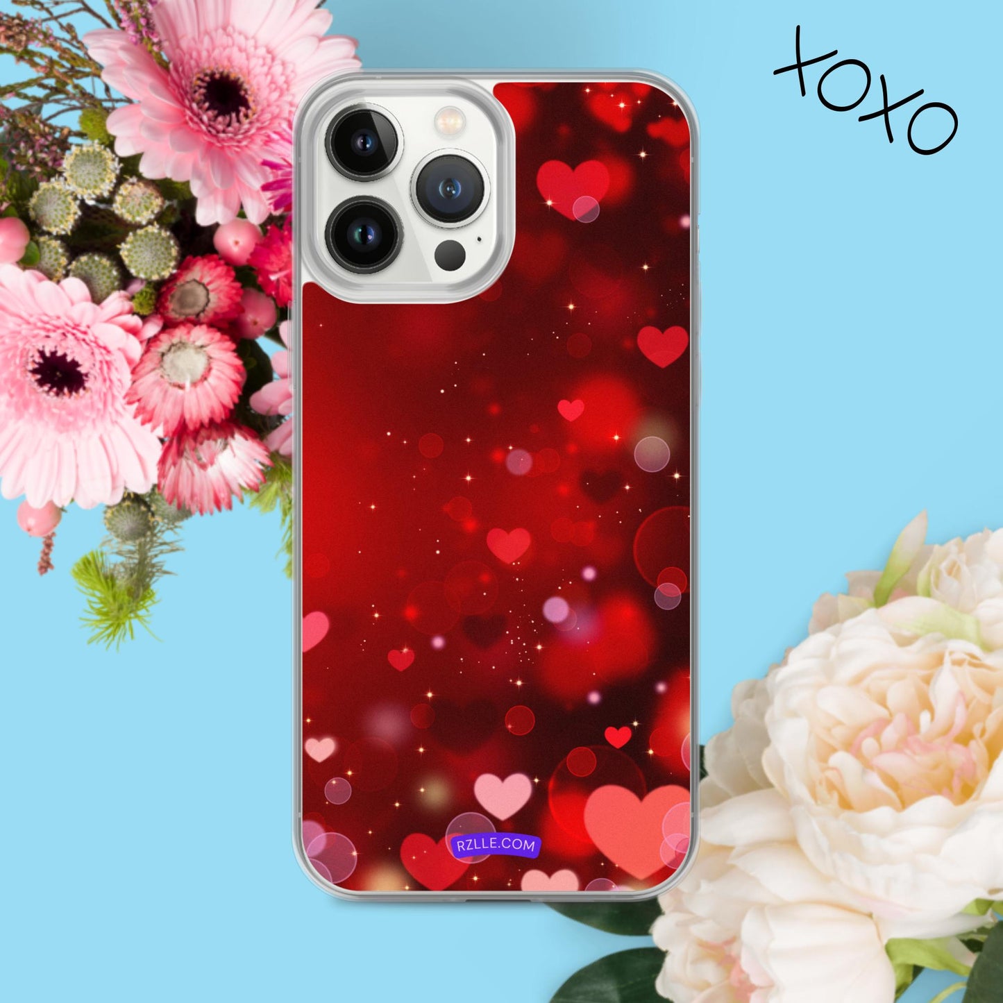 Sparkling Hearts Clear Phone Case for iPhone®