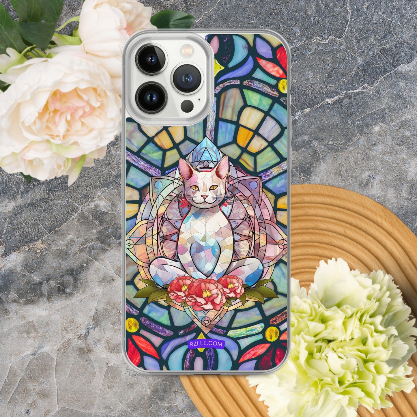 Cat Stained Glass Clear Phone Case for iPhone®