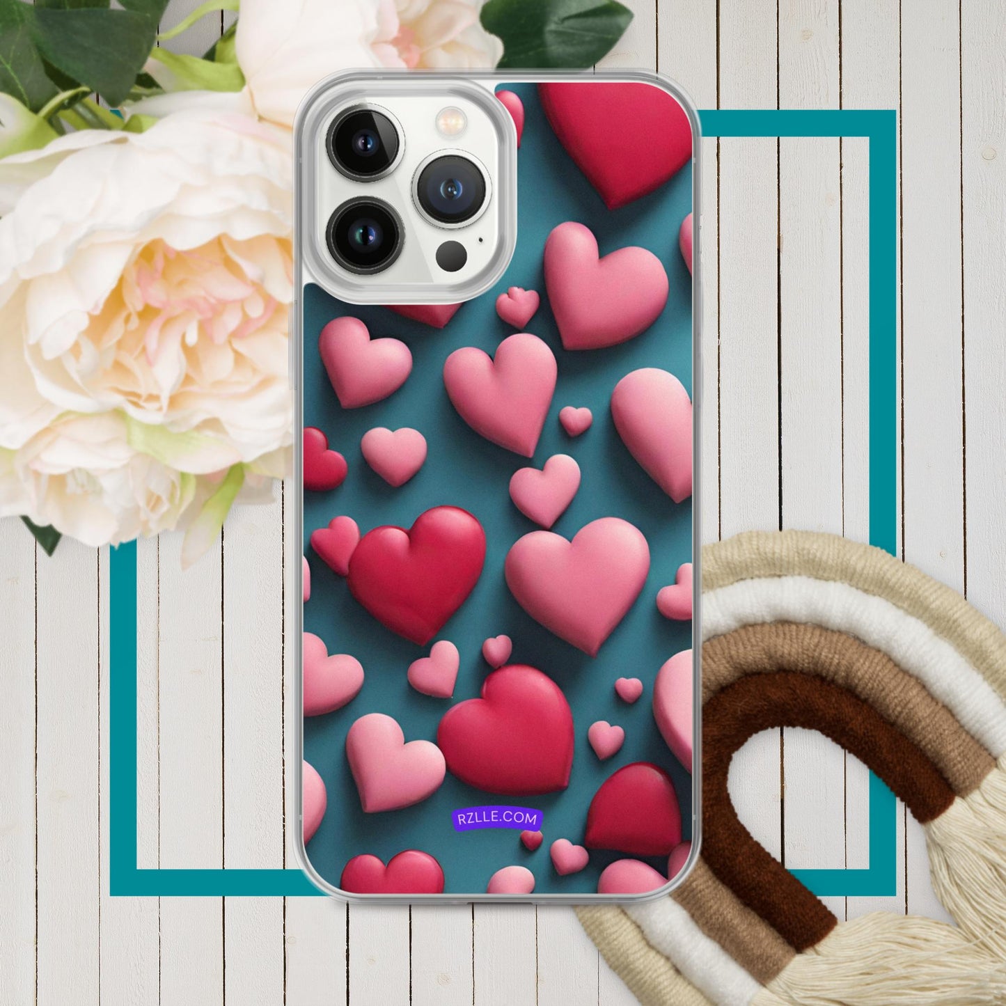 Clay Hearts Clear Phone Case for iPhone®