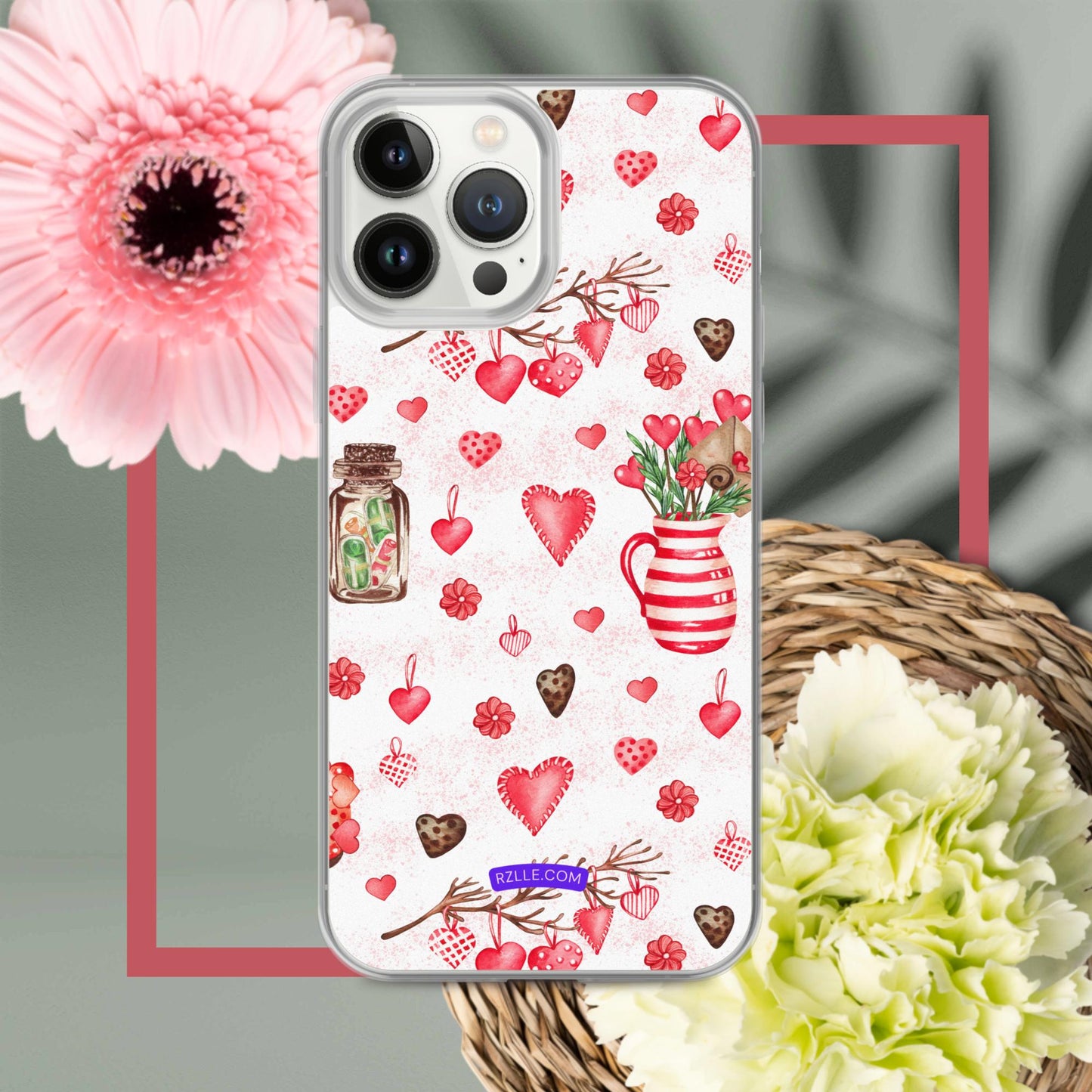 Retro Hearts Clear Phone Case for iPhone®