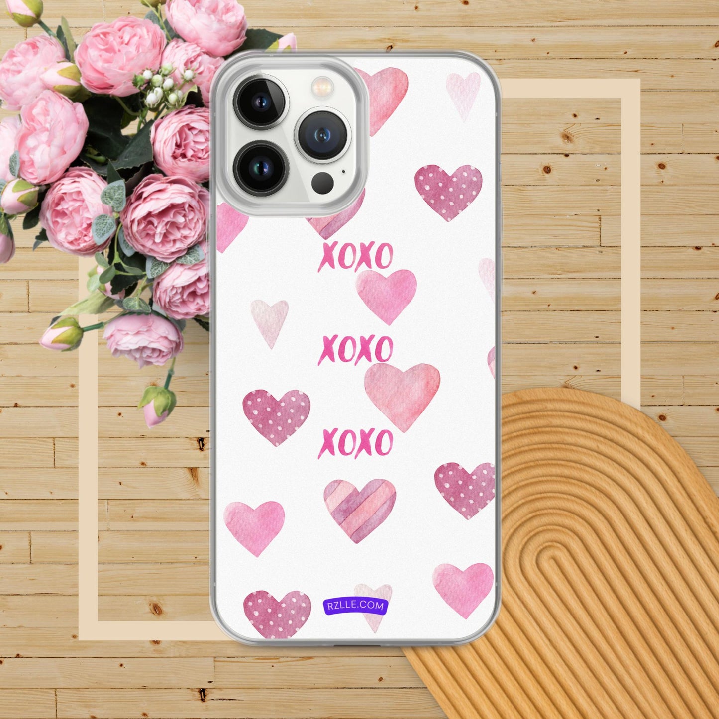 XOXO Pink Hearts Clear Phone Case for iPhone®