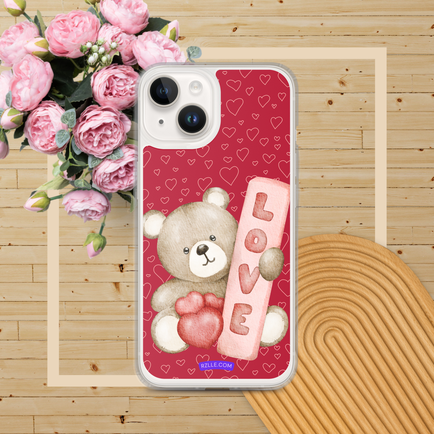 Bear Love & Hearts Clear Phone Case for iPhone®