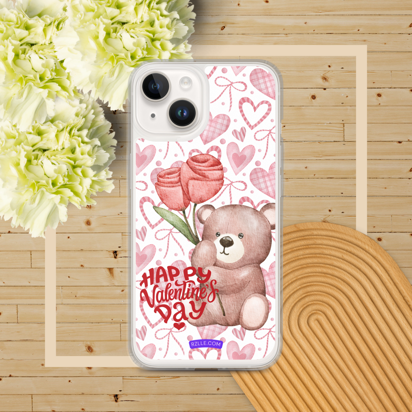 Valentine's Day Bear & Flowers  Clear Phone Case for iPhone®