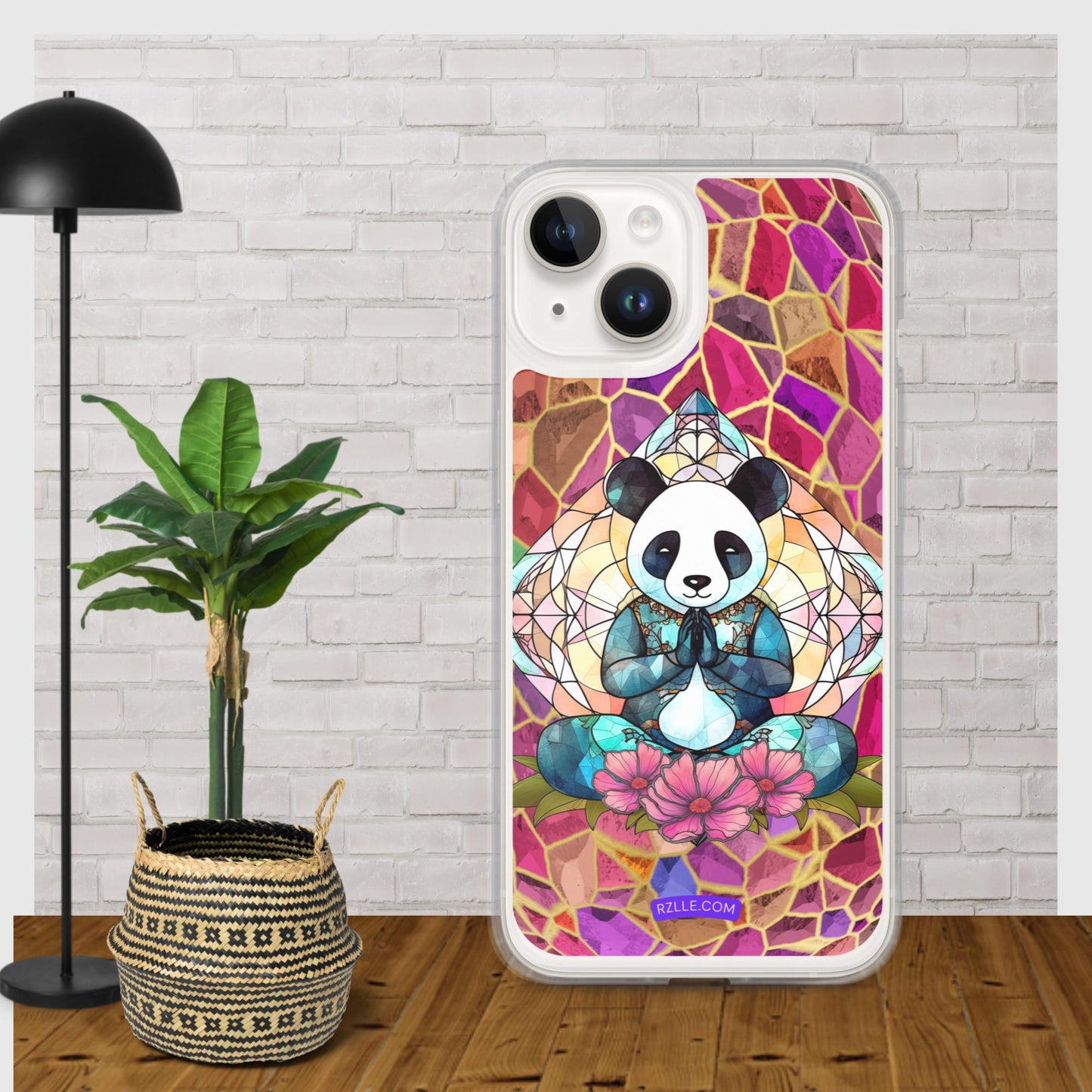 Panda Stained Glass Clear Phone Case for iPhone®