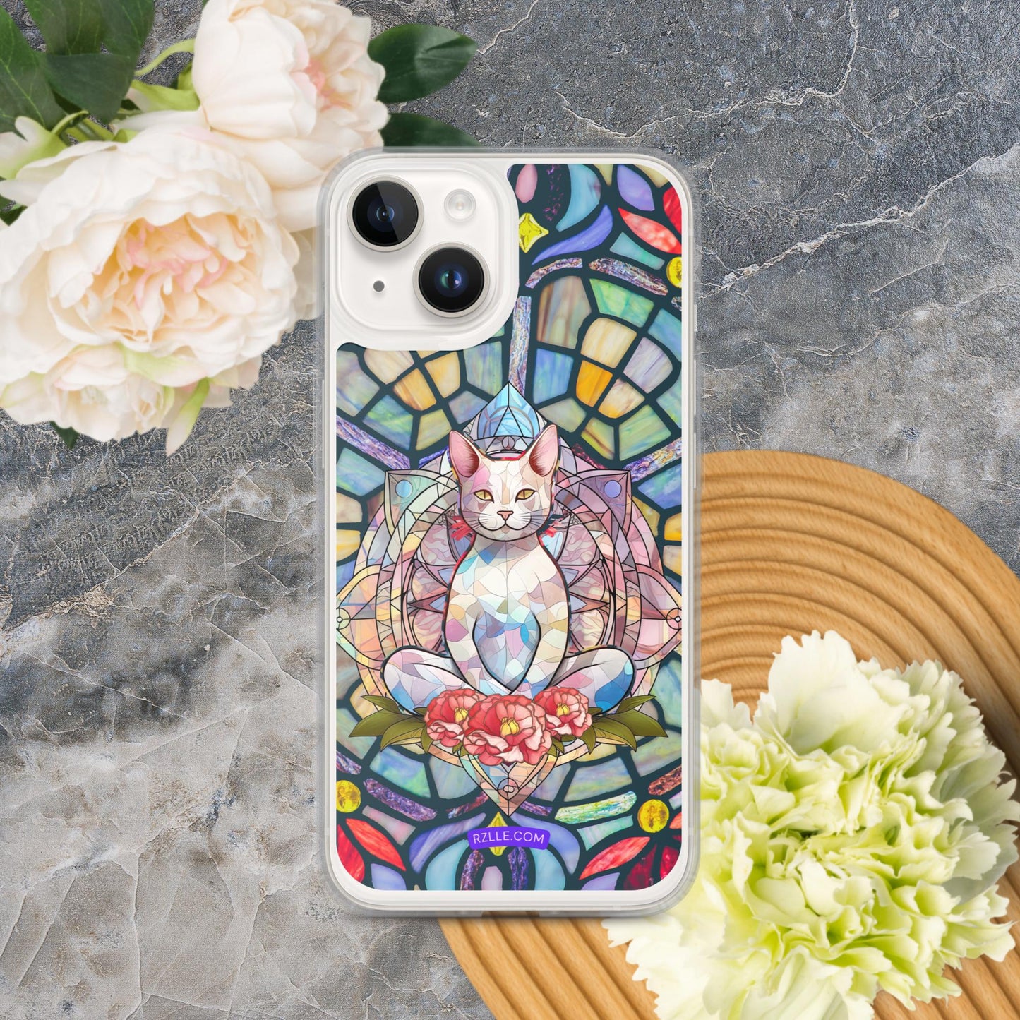 Cat Stained Glass Clear Phone Case for iPhone®