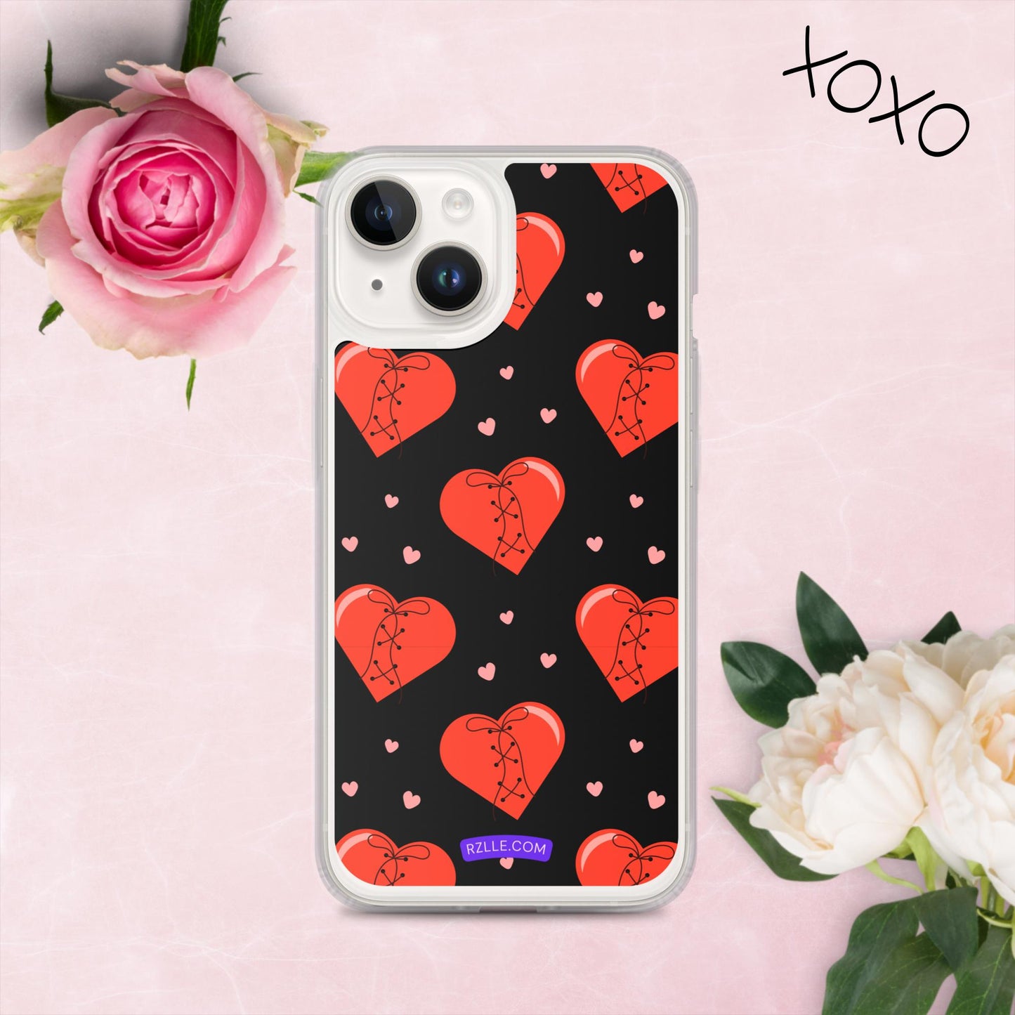 Stitched Hearts Clear Phone Case for iPhone®