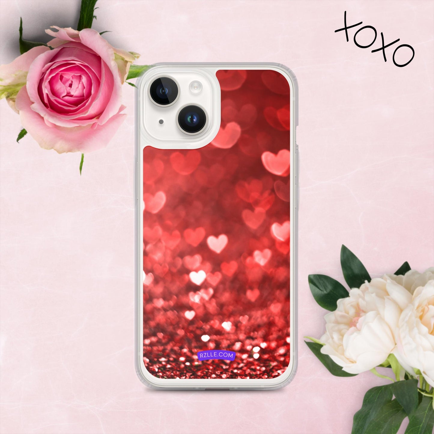 Dreamy Glitter Hearts Clear Phone Case for iPhone®