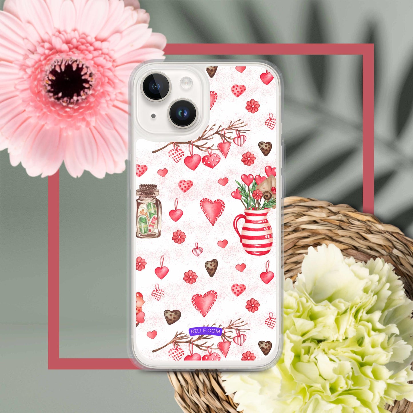 Retro Hearts Clear Phone Case for iPhone®