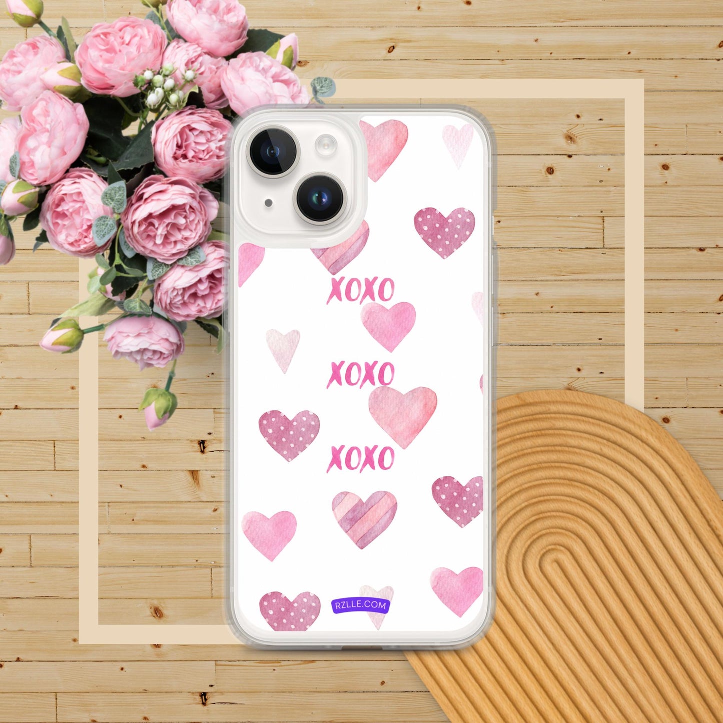 XOXO Pink Hearts Clear Phone Case for iPhone®