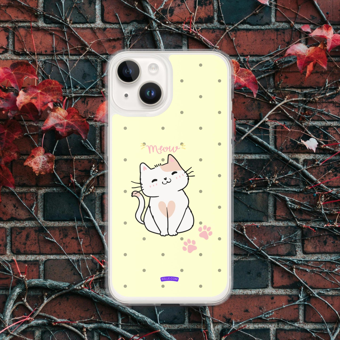 Cute White Cat Clear Case for iPhone®