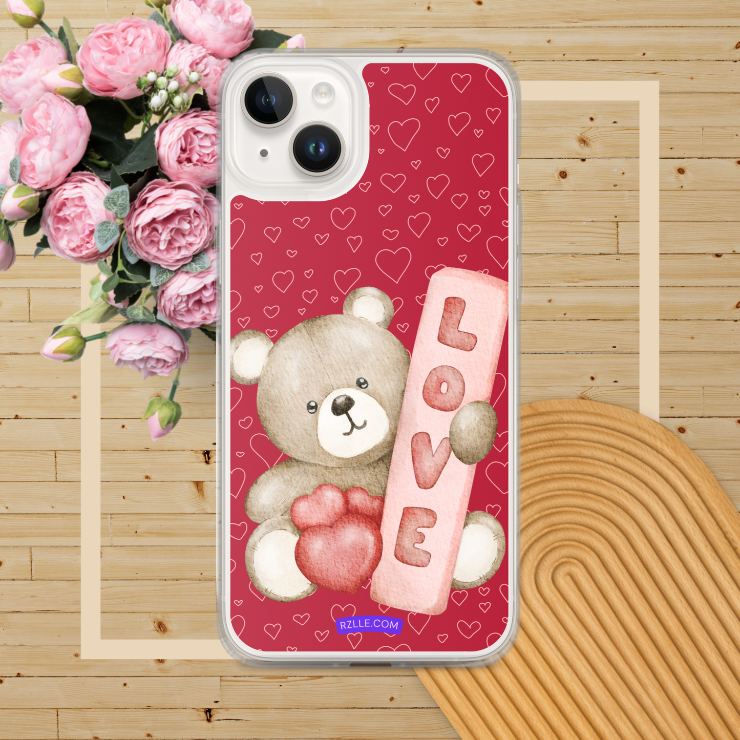 Bear Love & Hearts Clear Phone Case for iPhone®