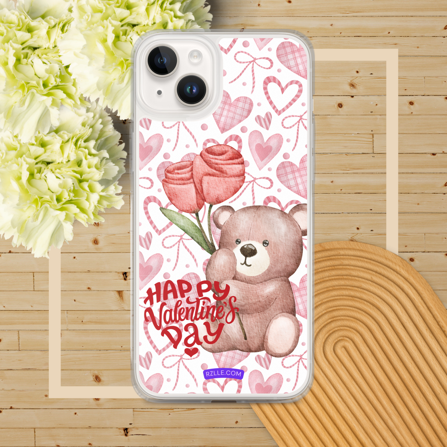 Valentine's Day Bear & Flowers  Clear Phone Case for iPhone®