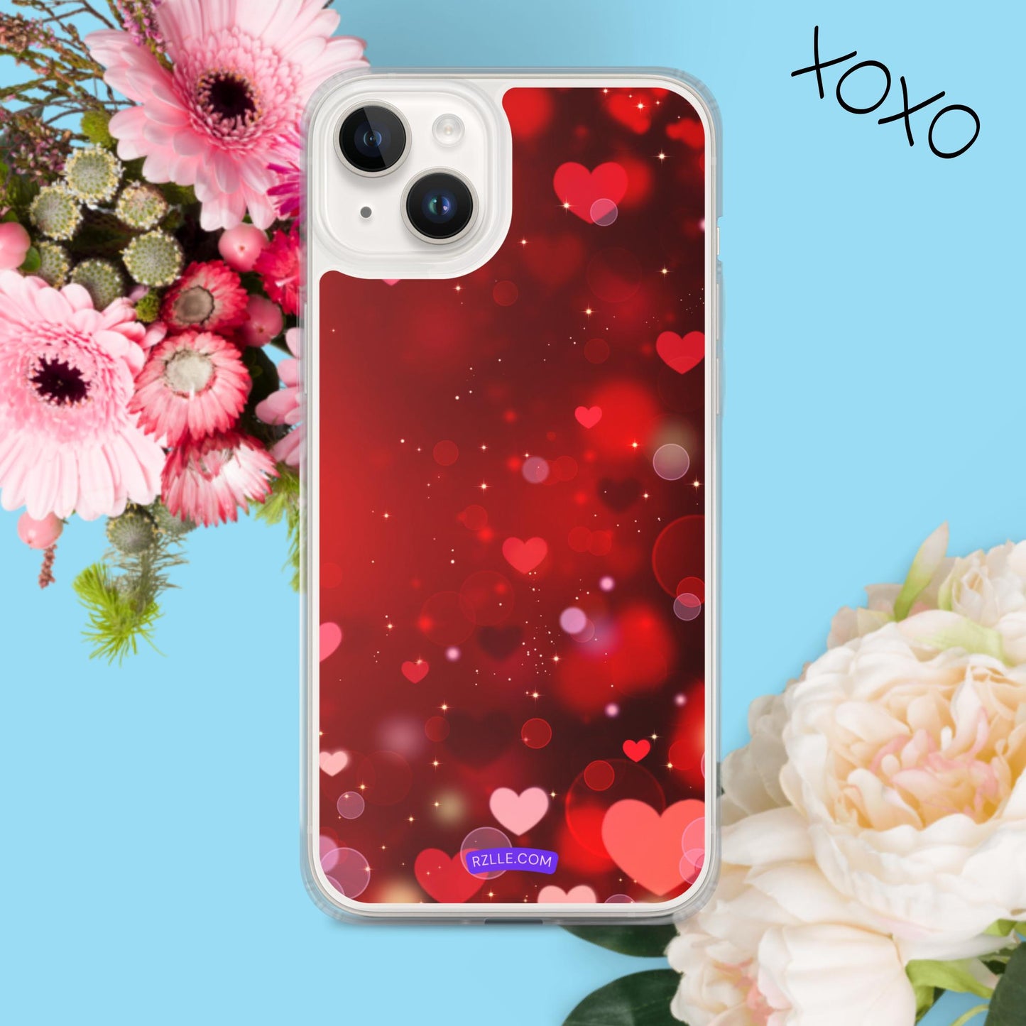 Sparkling Hearts Clear Phone Case for iPhone®