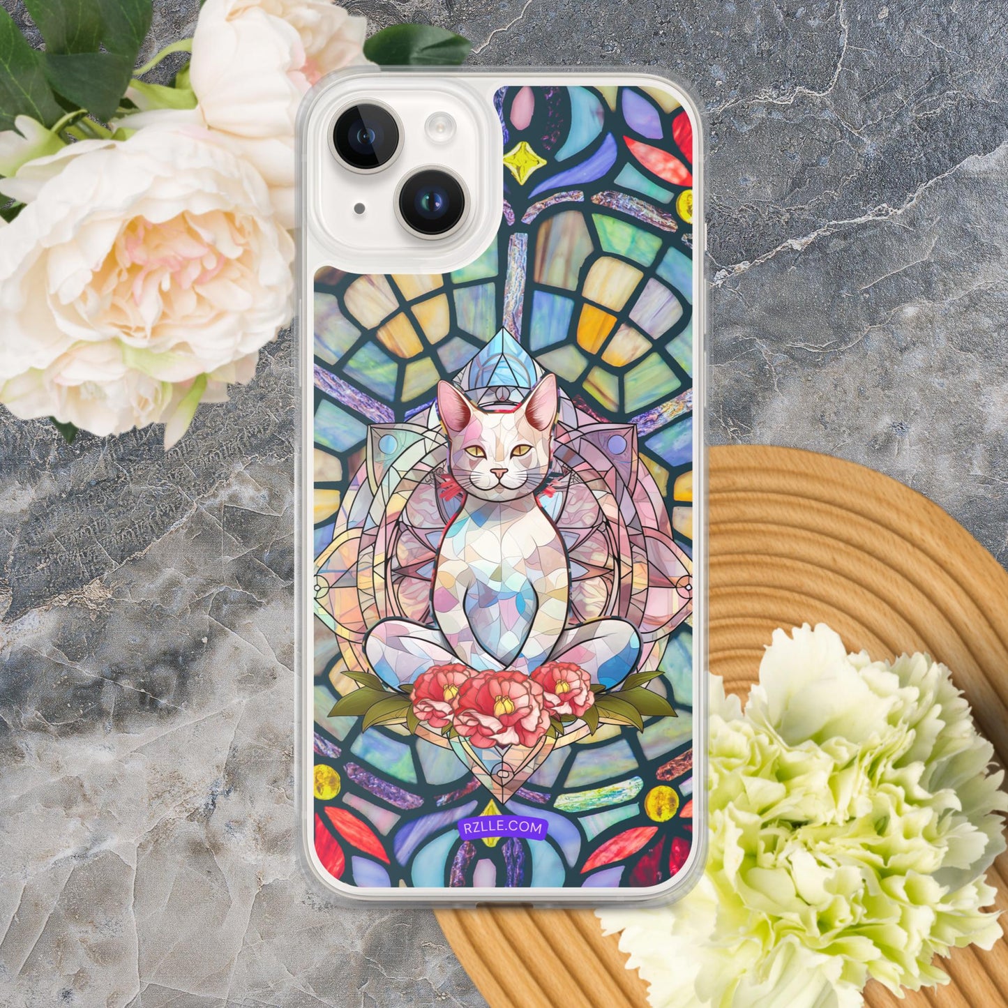 Cat Stained Glass Clear Phone Case for iPhone®