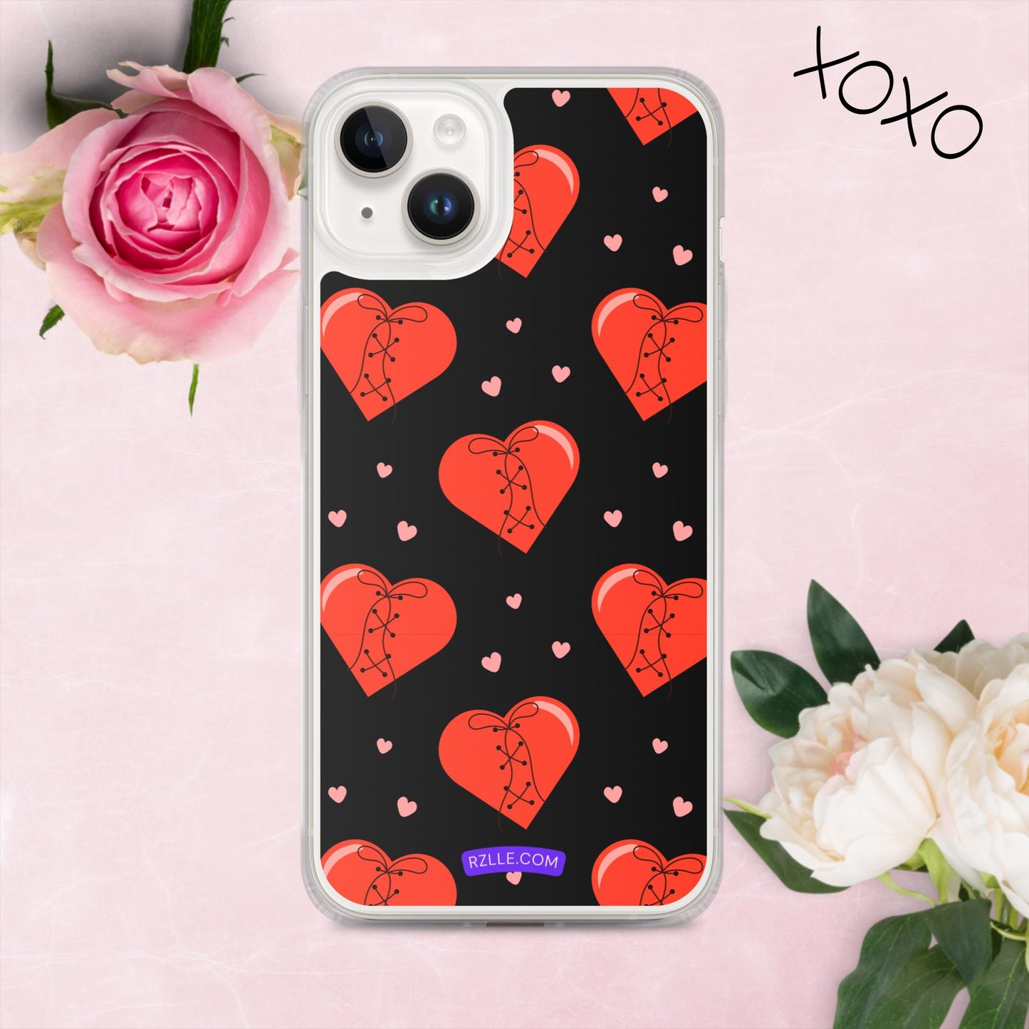 Stitched Hearts Clear Phone Case for iPhone®