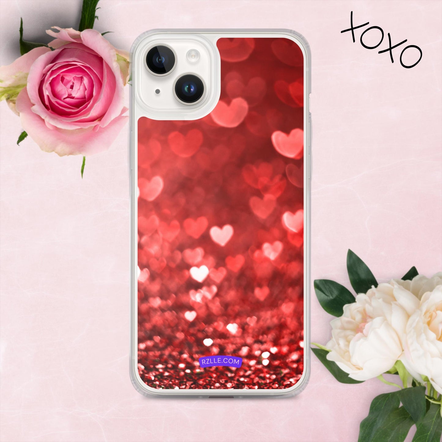 Dreamy Glitter Hearts Clear Phone Case for iPhone®