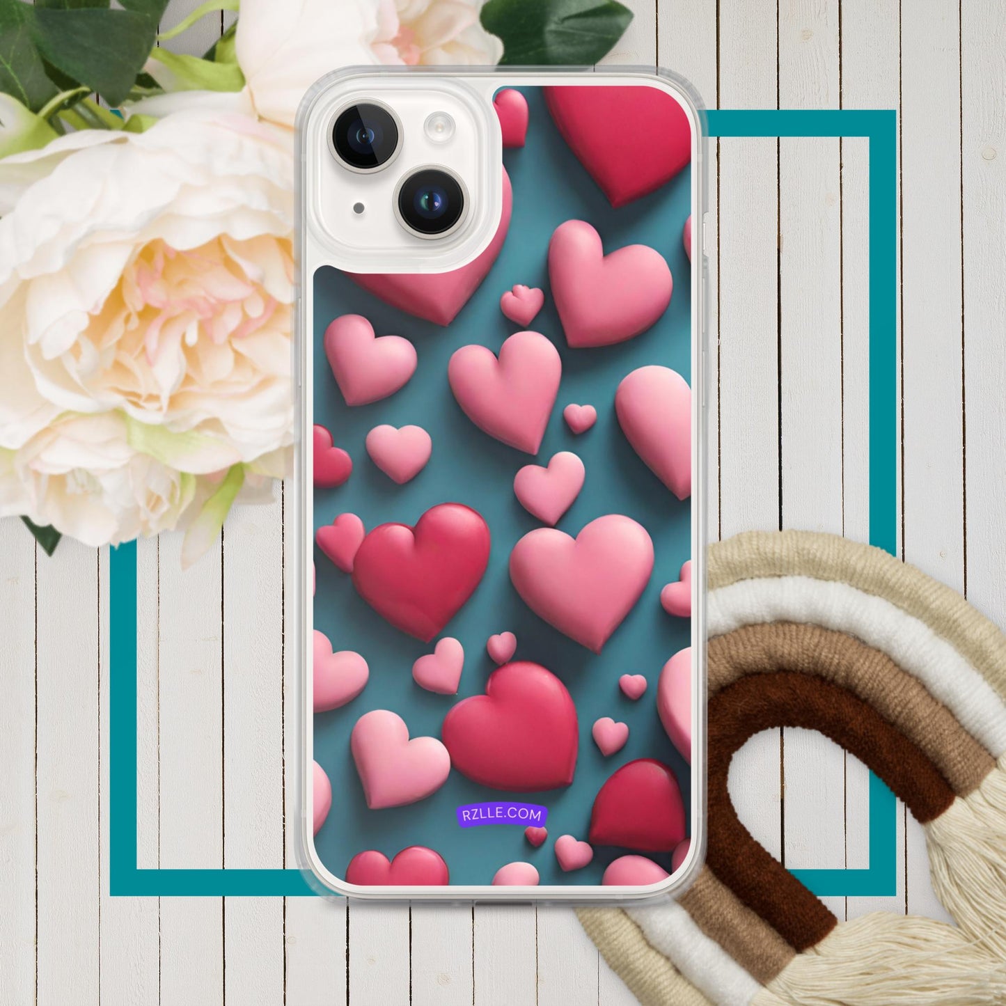 Clay Hearts Clear Phone Case for iPhone®