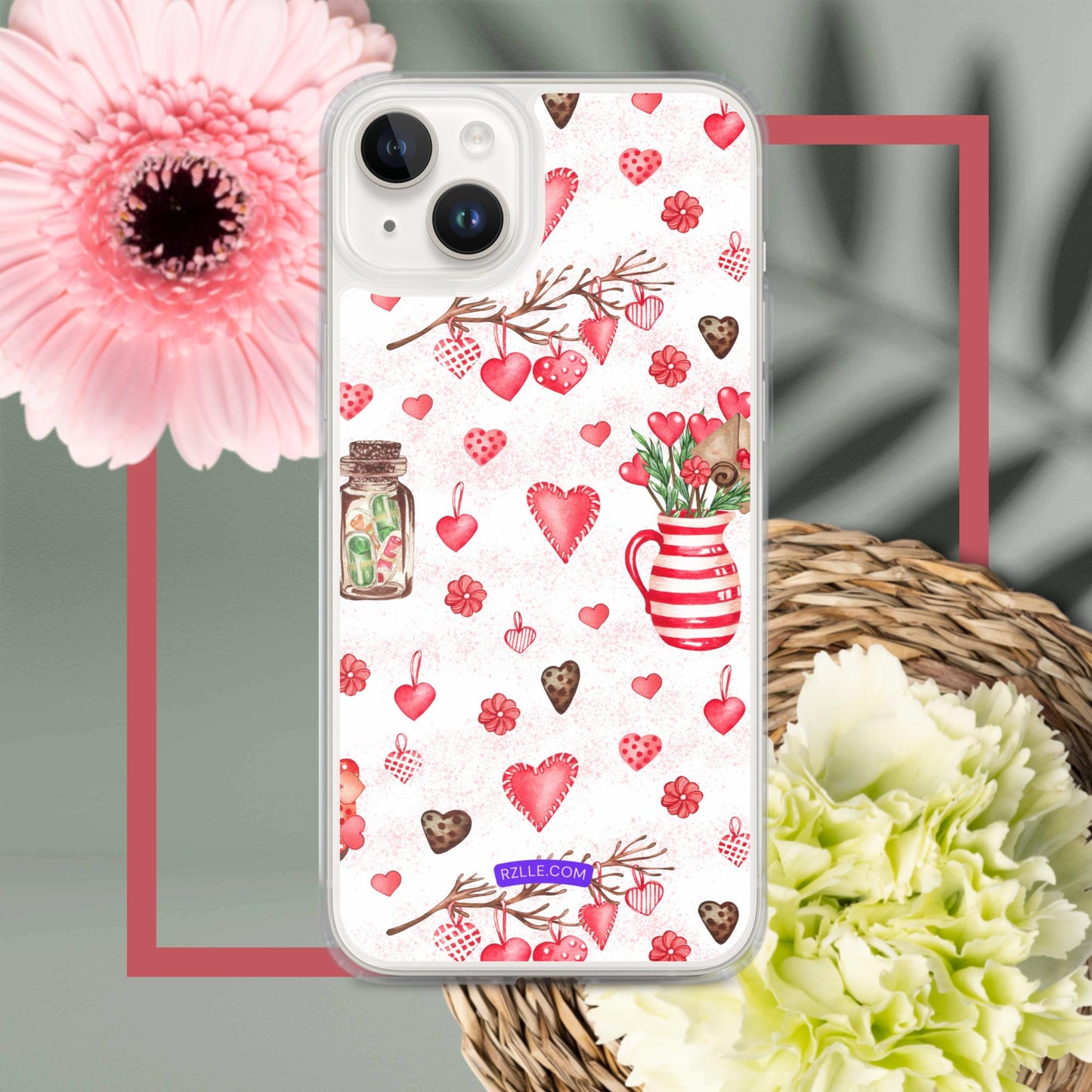 Retro Hearts Clear Phone Case for iPhone®