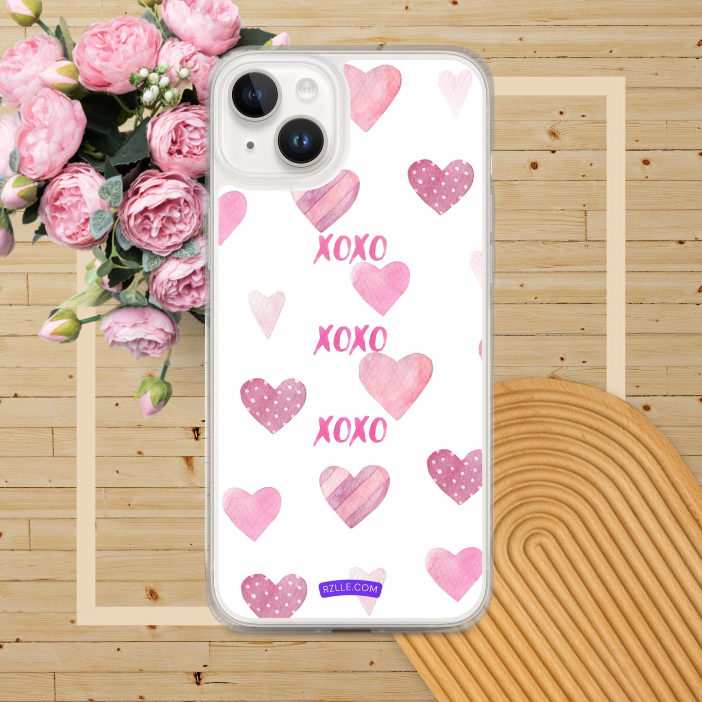 XOXO Pink Hearts Clear Phone Case for iPhone®