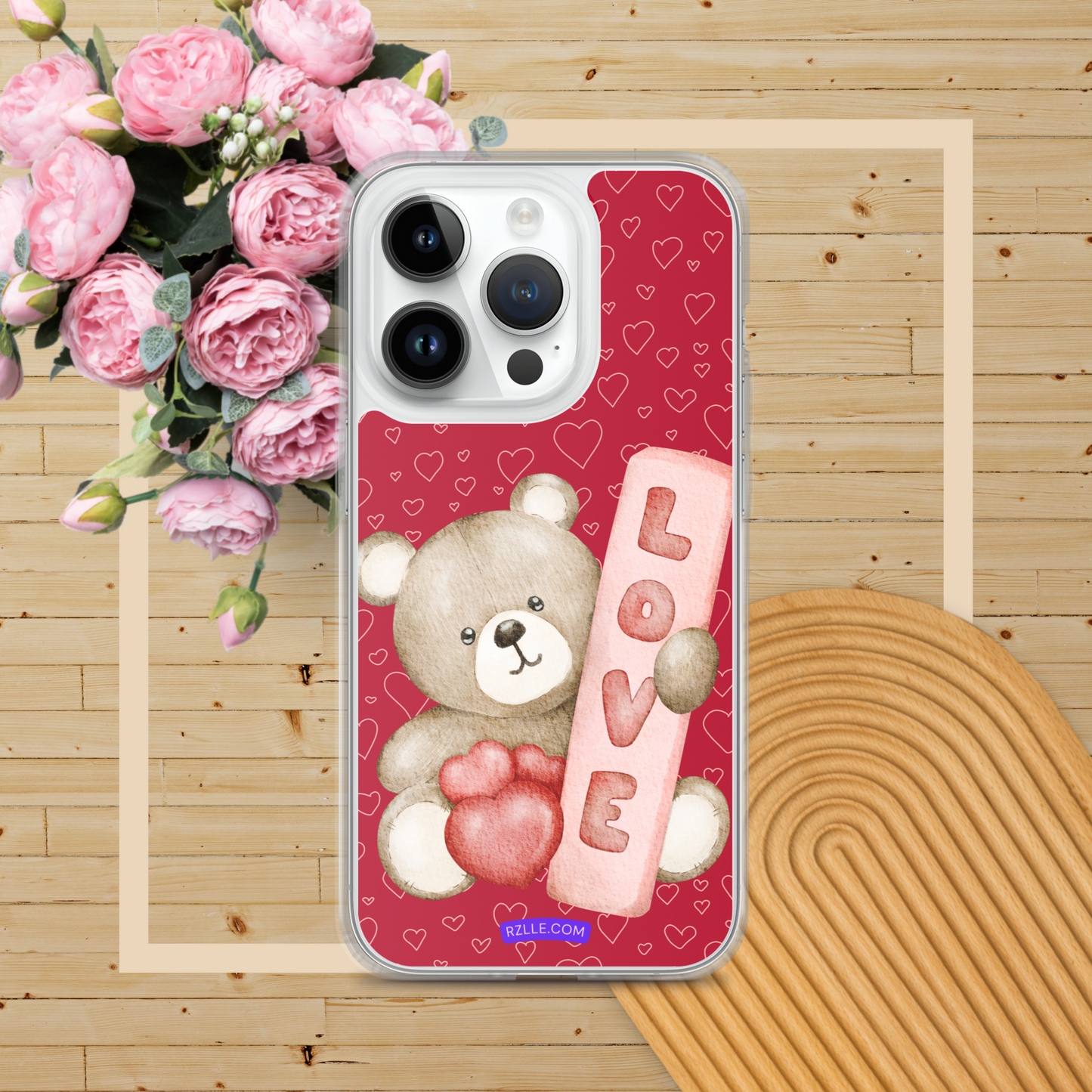 Bear Love & Hearts Clear Phone Case for iPhone®