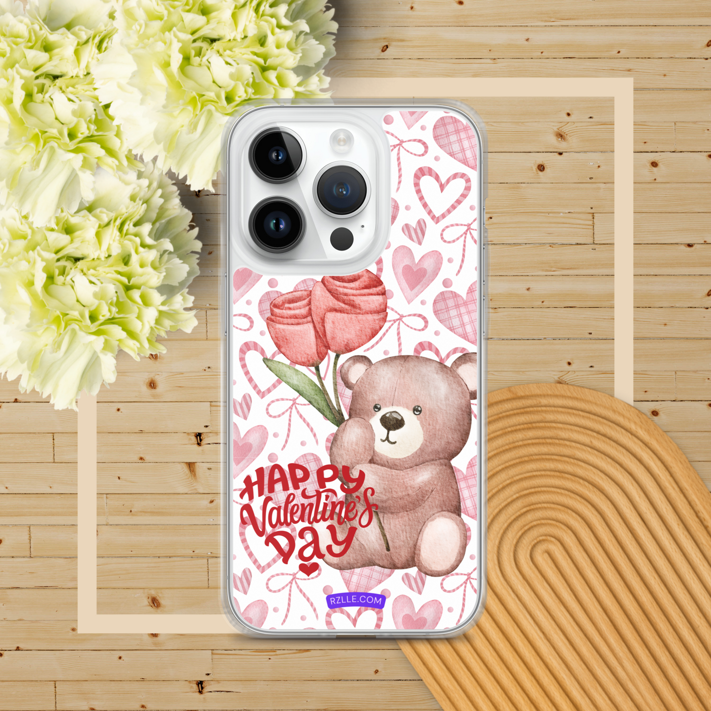 Valentine's Day Bear & Flowers  Clear Phone Case for iPhone®