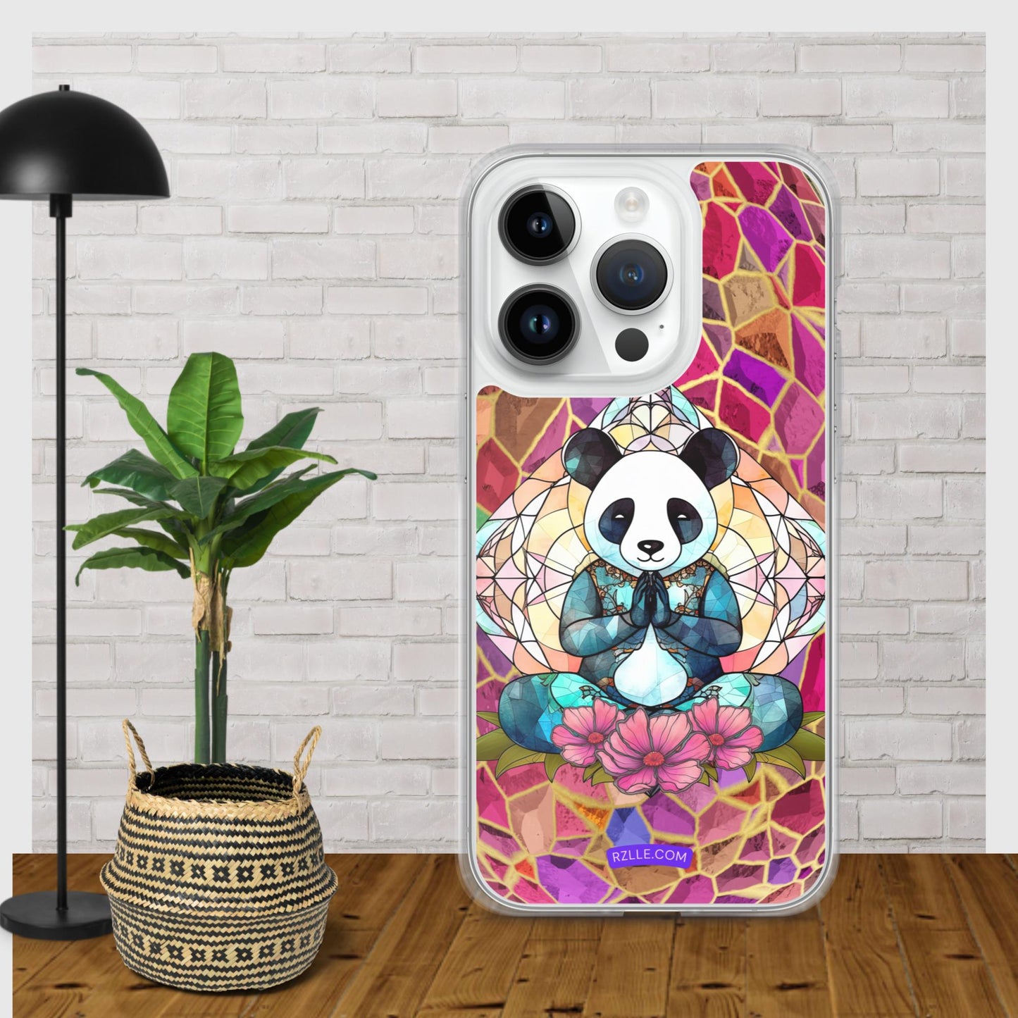 Panda Stained Glass Clear Phone Case for iPhone®