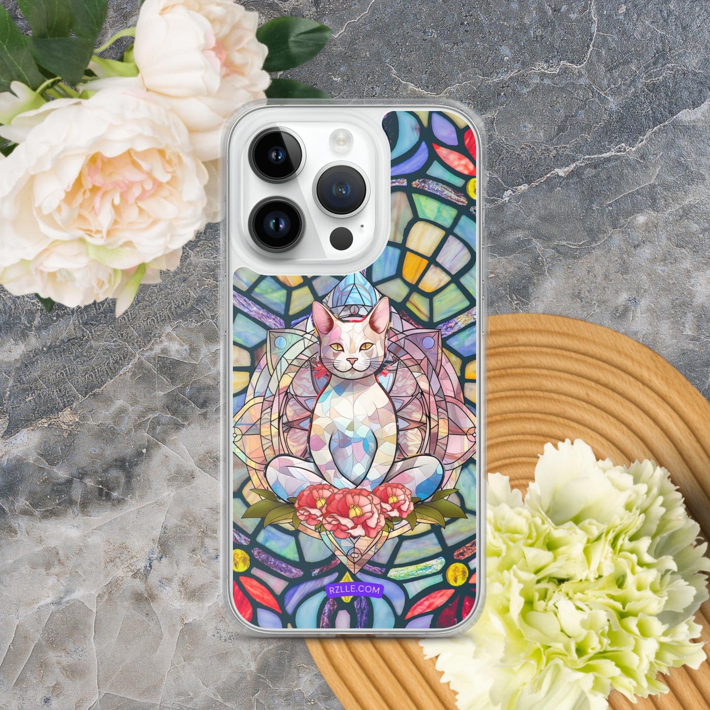 Cat Stained Glass Clear Phone Case for iPhone®