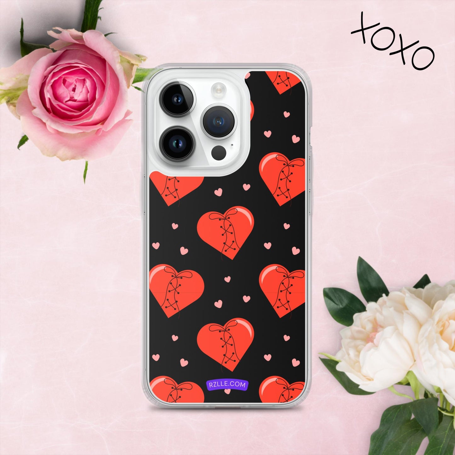 Stitched Hearts Clear Phone Case for iPhone®