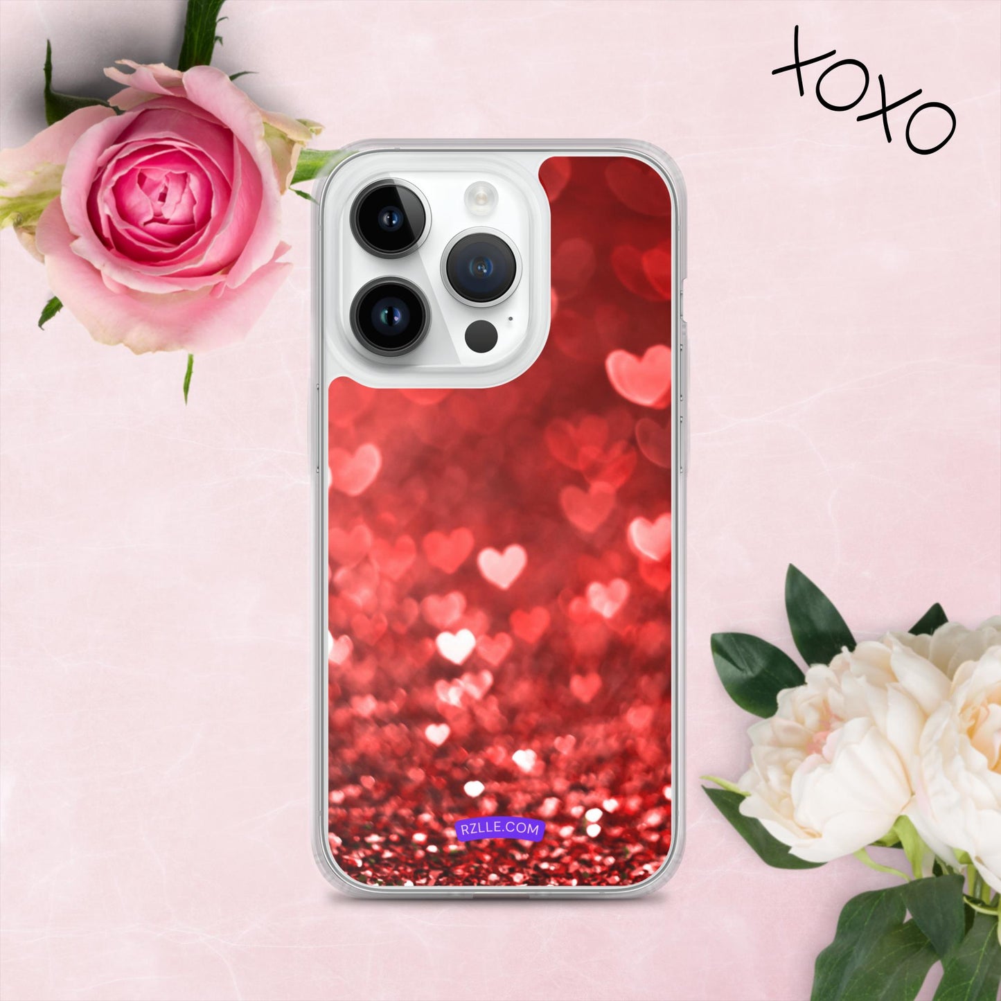 Dreamy Glitter Hearts Clear Phone Case for iPhone®