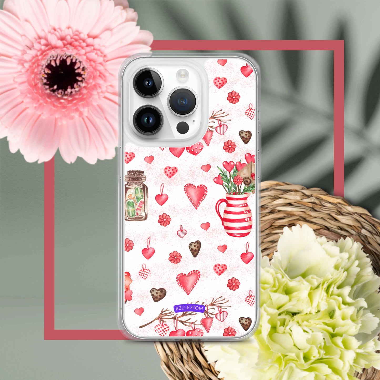 Retro Hearts Clear Phone Case for iPhone®