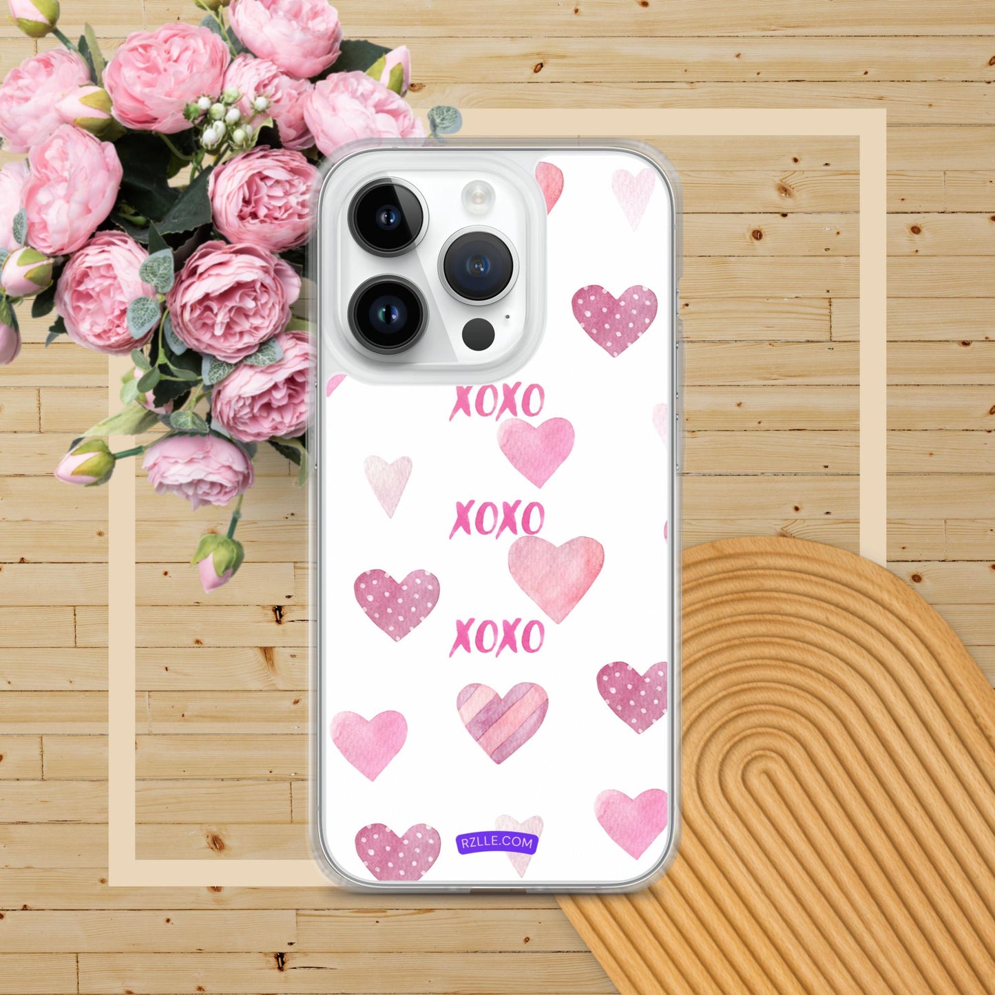 XOXO Pink Hearts Clear Phone Case for iPhone®