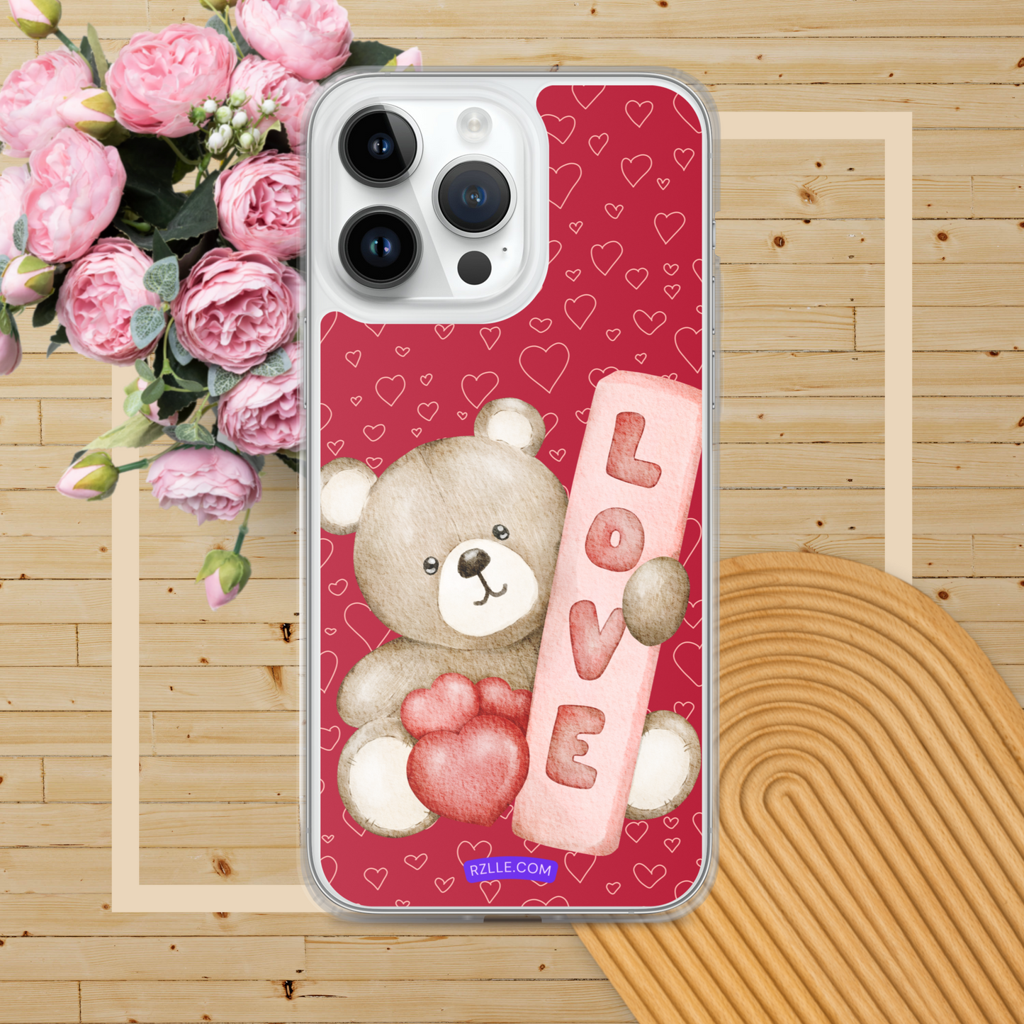 Bear Love & Hearts Clear Phone Case for iPhone®