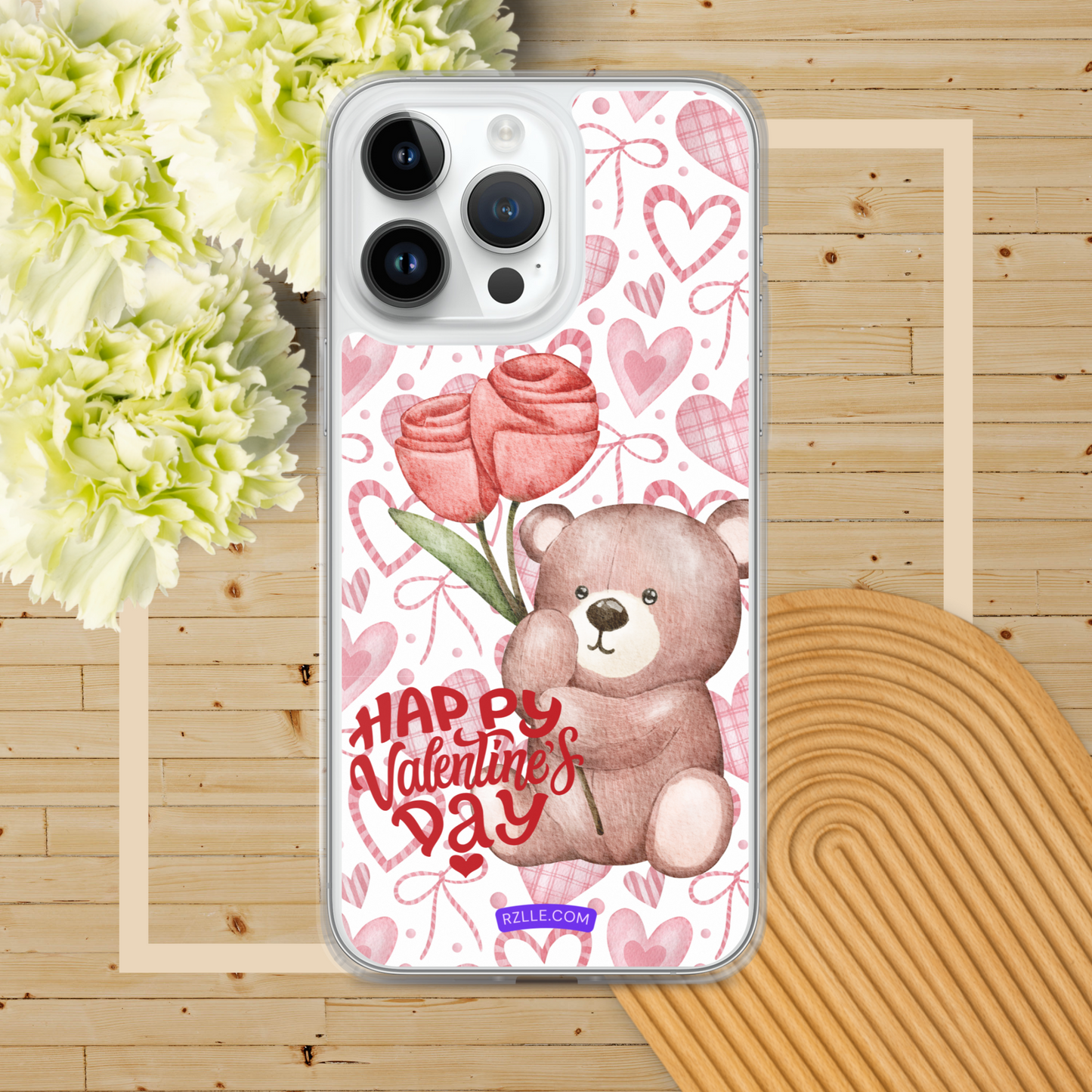 Valentine's Day Bear & Flowers  Clear Phone Case for iPhone®